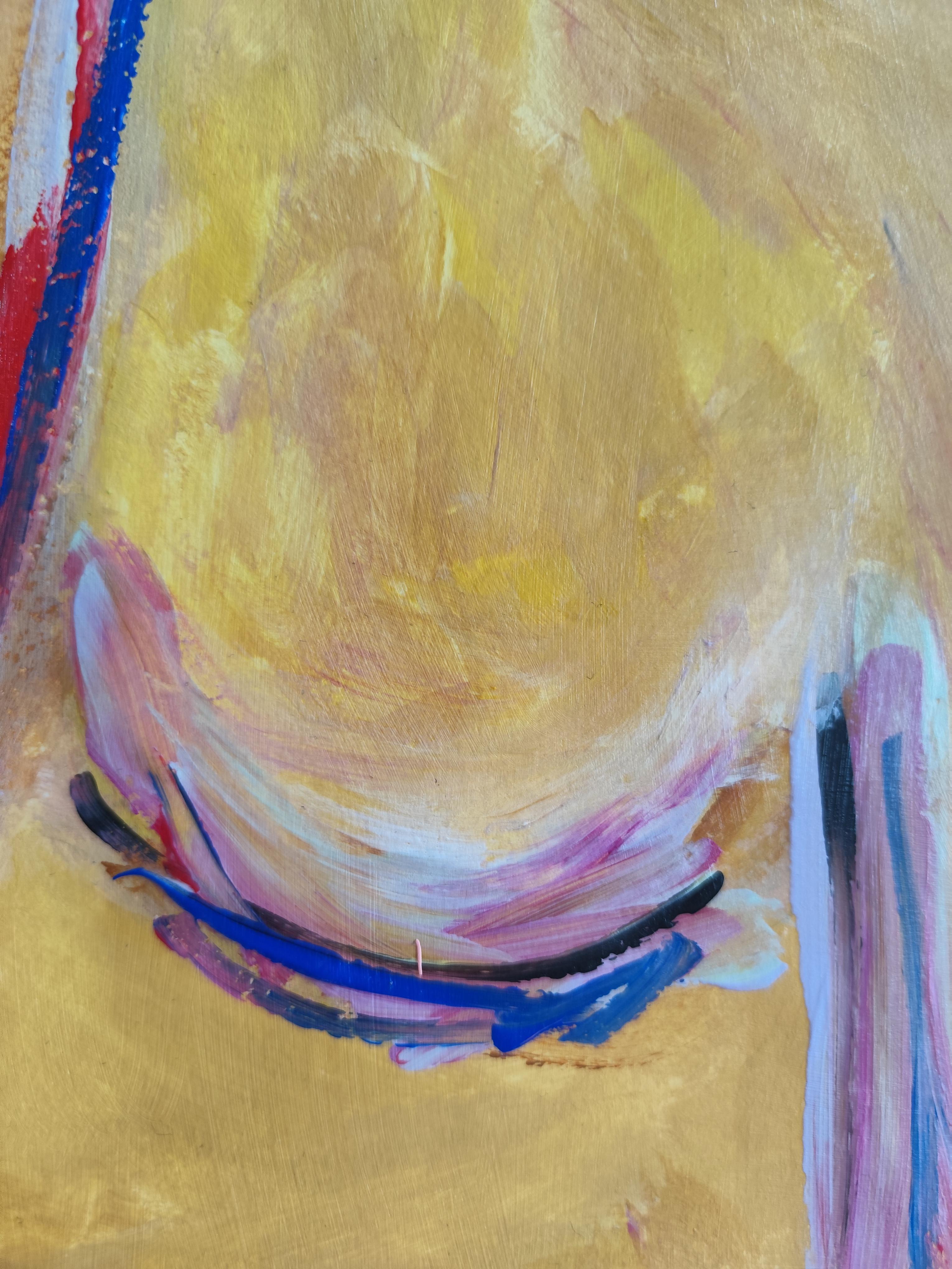 Abstract Expressive woman's portrait acrylic on paper 