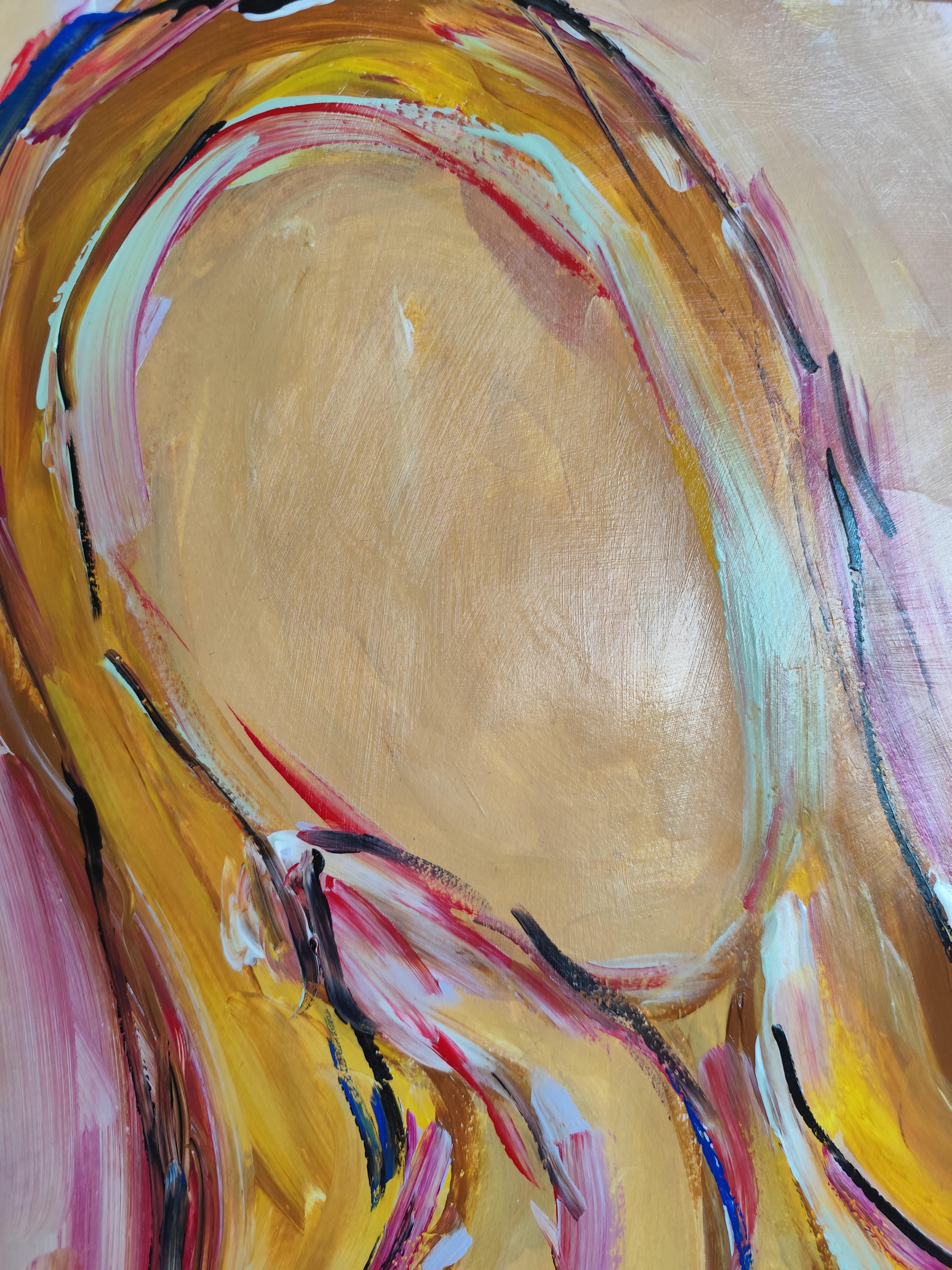 Abstract Expressive woman's portrait acrylic on paper 