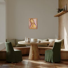 Astratto Ritratto di donna espressivo acrilico su carta "Ciò che custodisce dentro di sé".