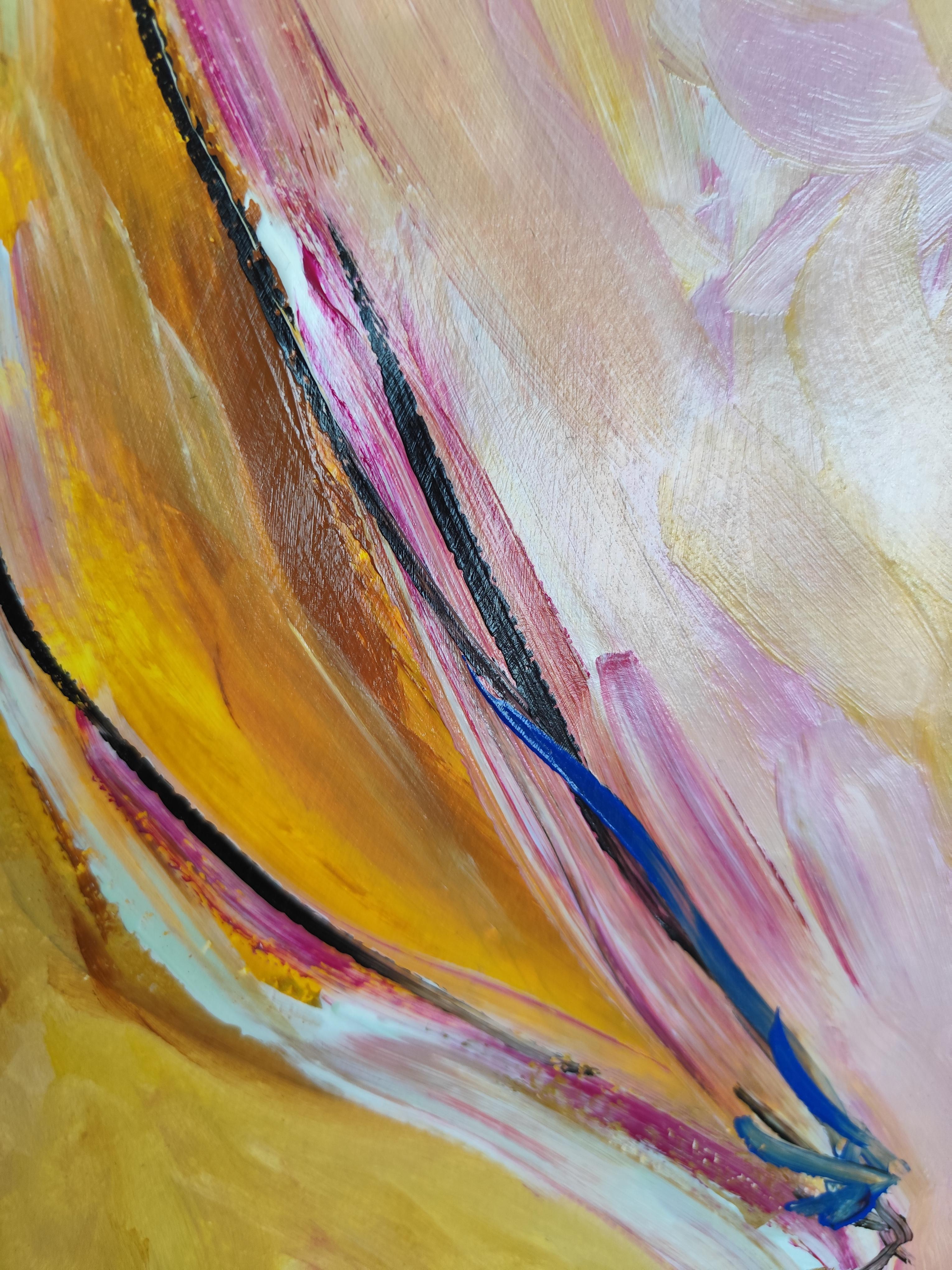 Abstract Expressive woman's portrait acrylic on paper 