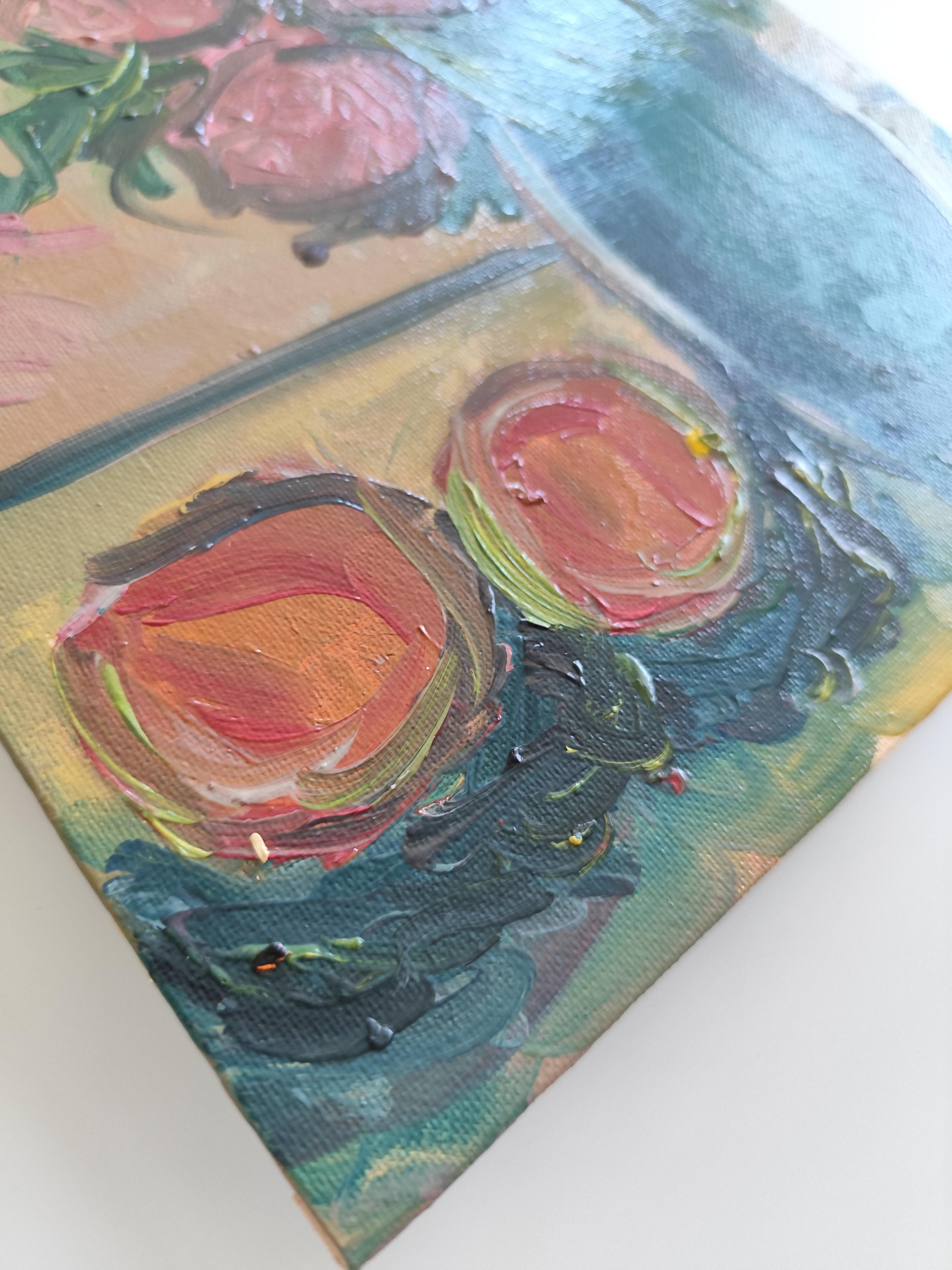 Peinture à l'huile impressionniste abstraite et florale expressive 
