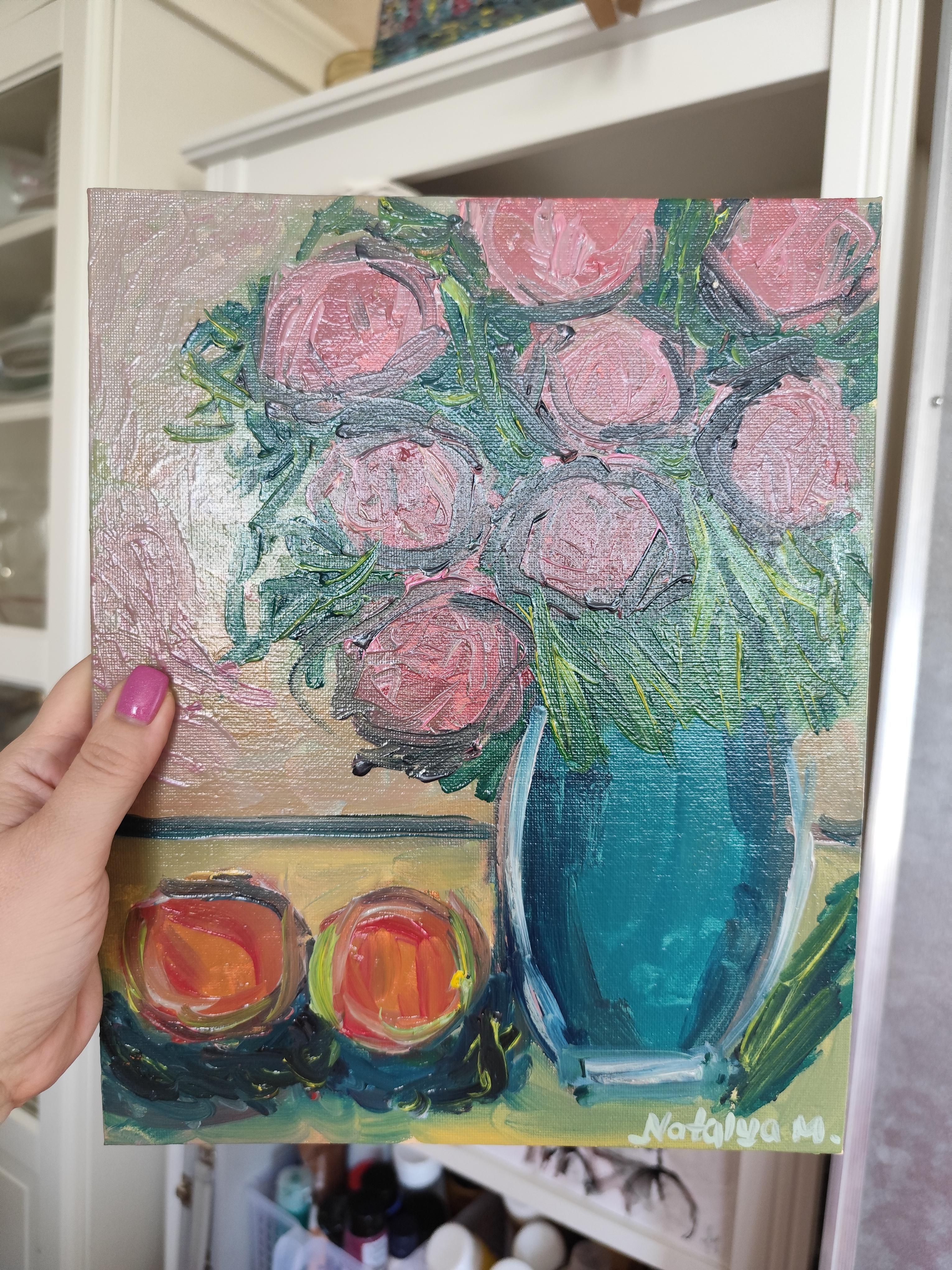 Peinture à l'huile impressionniste abstraite et florale expressive 