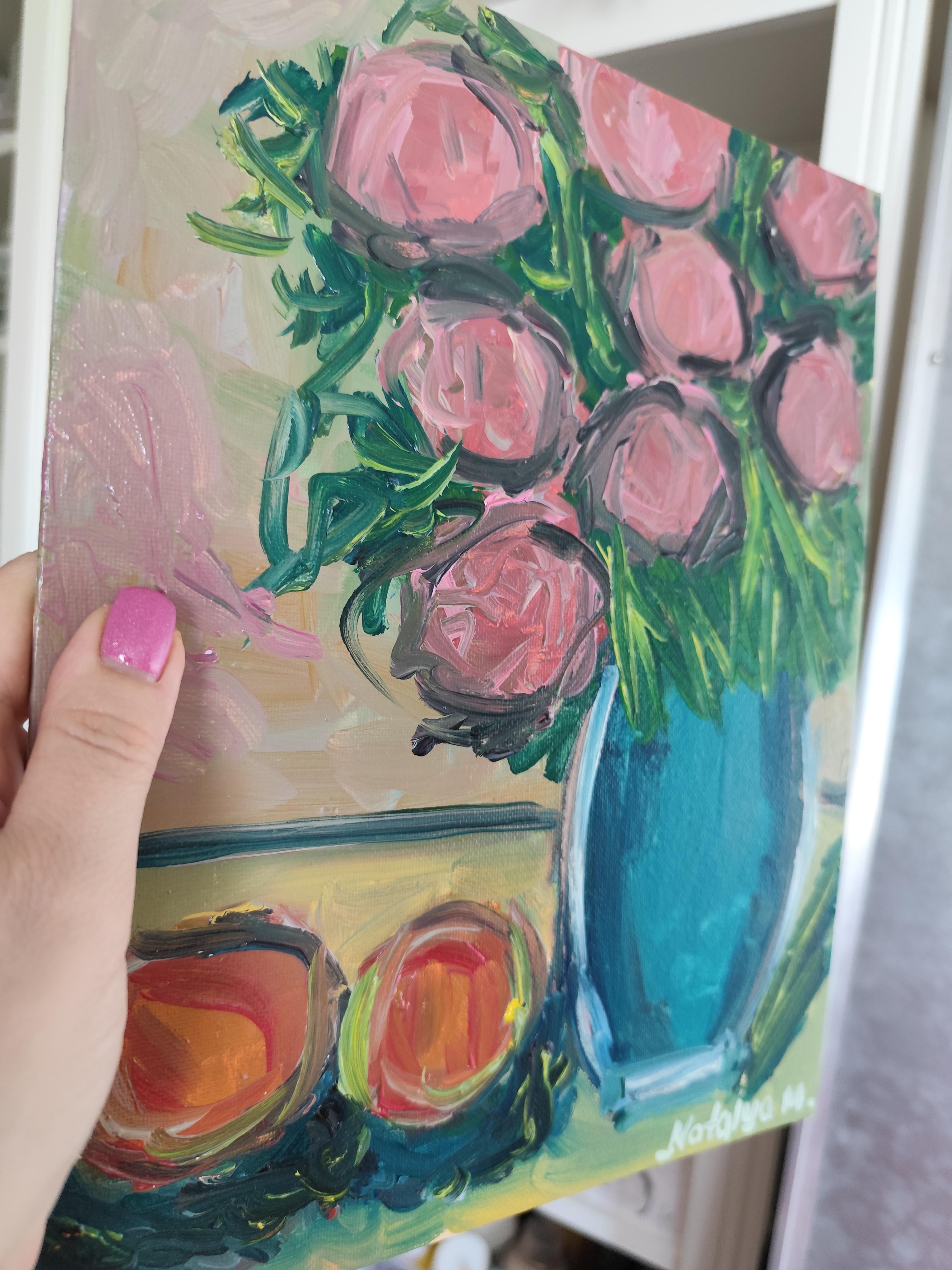 Peinture à l'huile impressionniste abstraite et florale expressive 