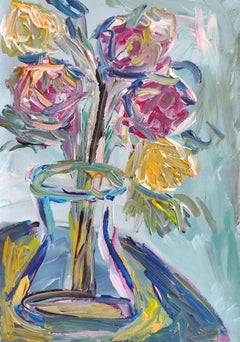 Peinture acrylique abstraite impressionniste florale sur papier « La fleur de Morning »