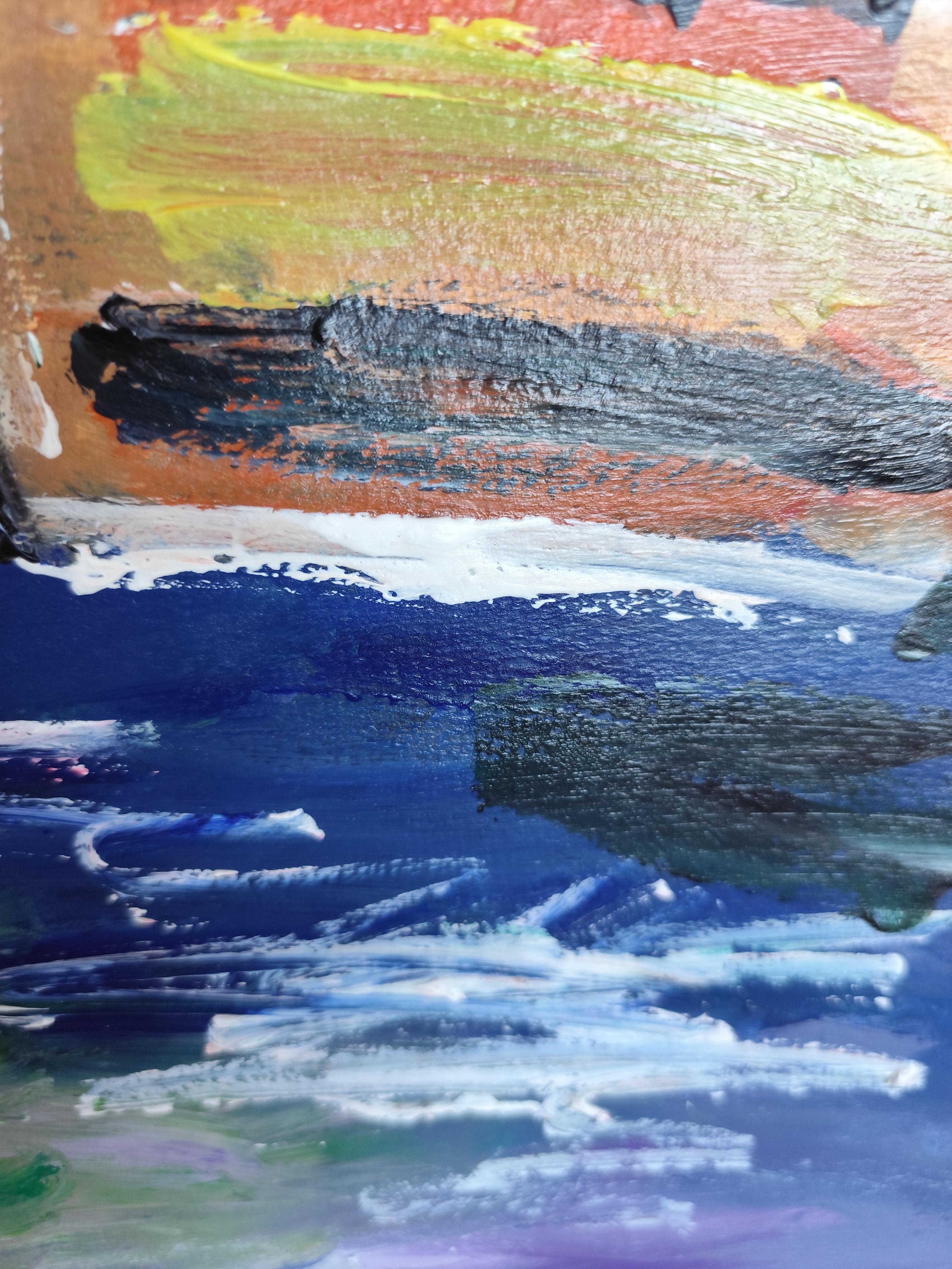 Impresionista abstracto  paisaje  pueblo del sur de francia pintura acrílica en venta 6