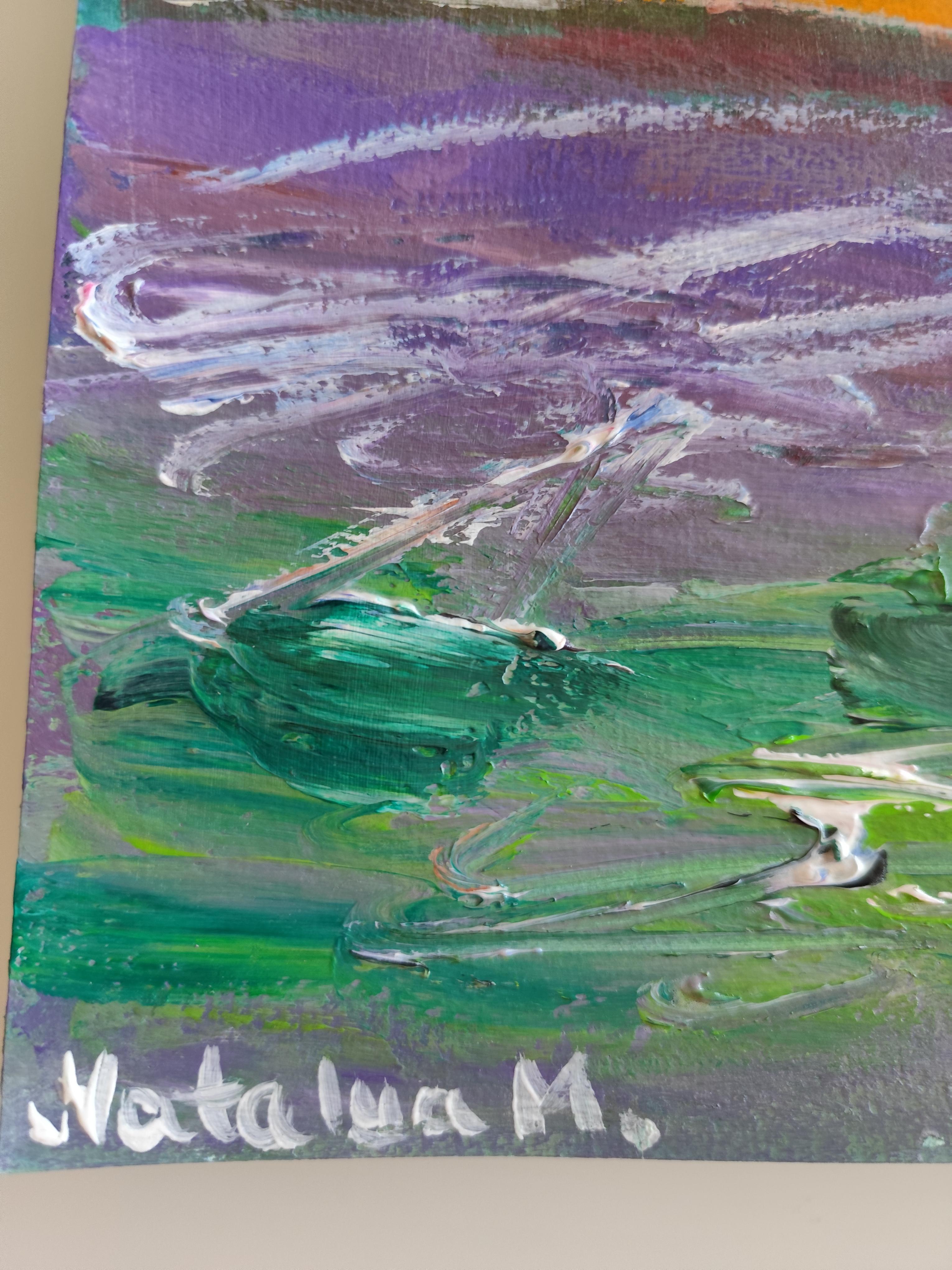 Impresionista abstracto  paisaje  pueblo del sur de francia pintura acrílica en venta 12