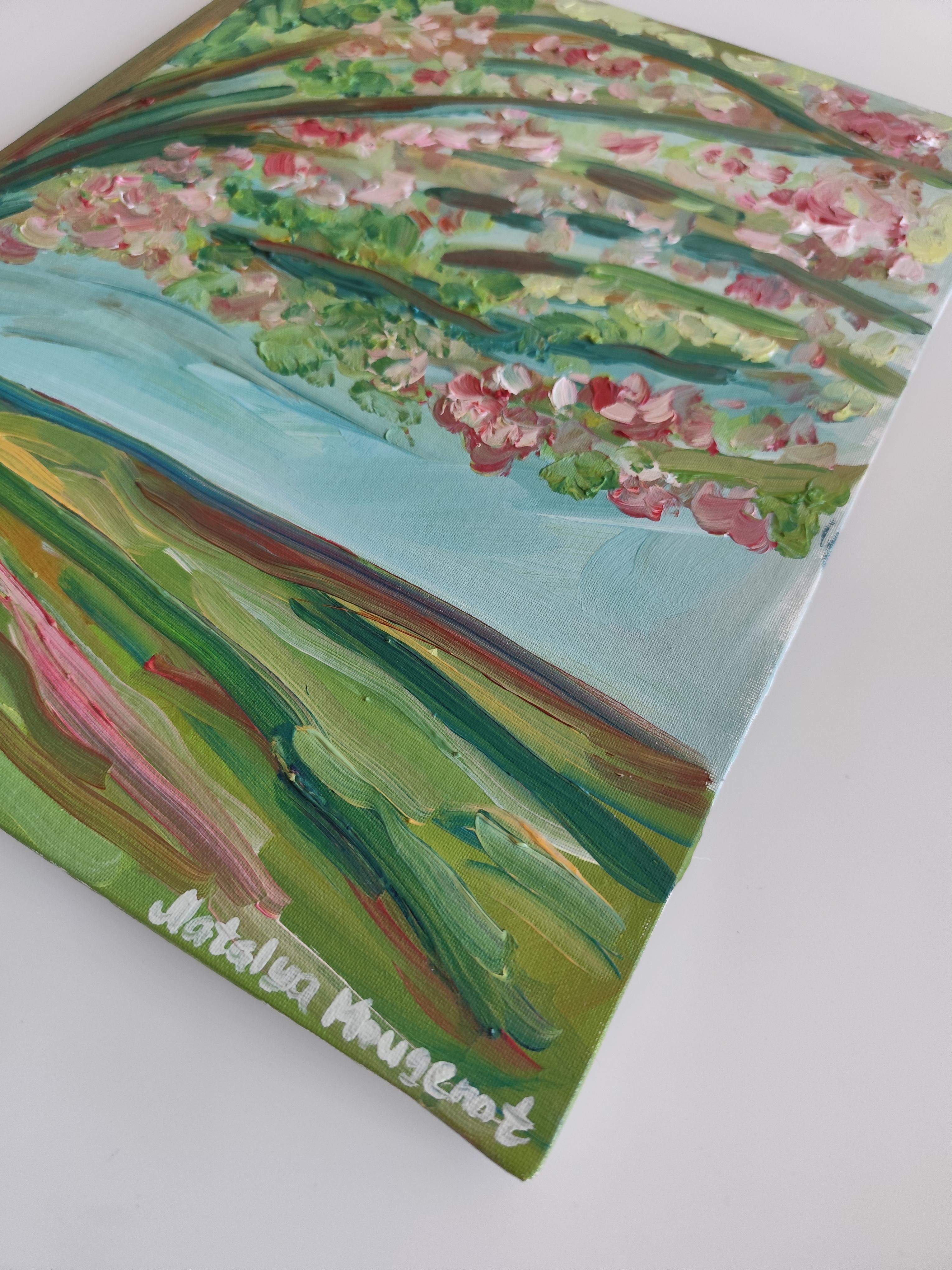 Pittura ad olio astratta impressionista su cartone 