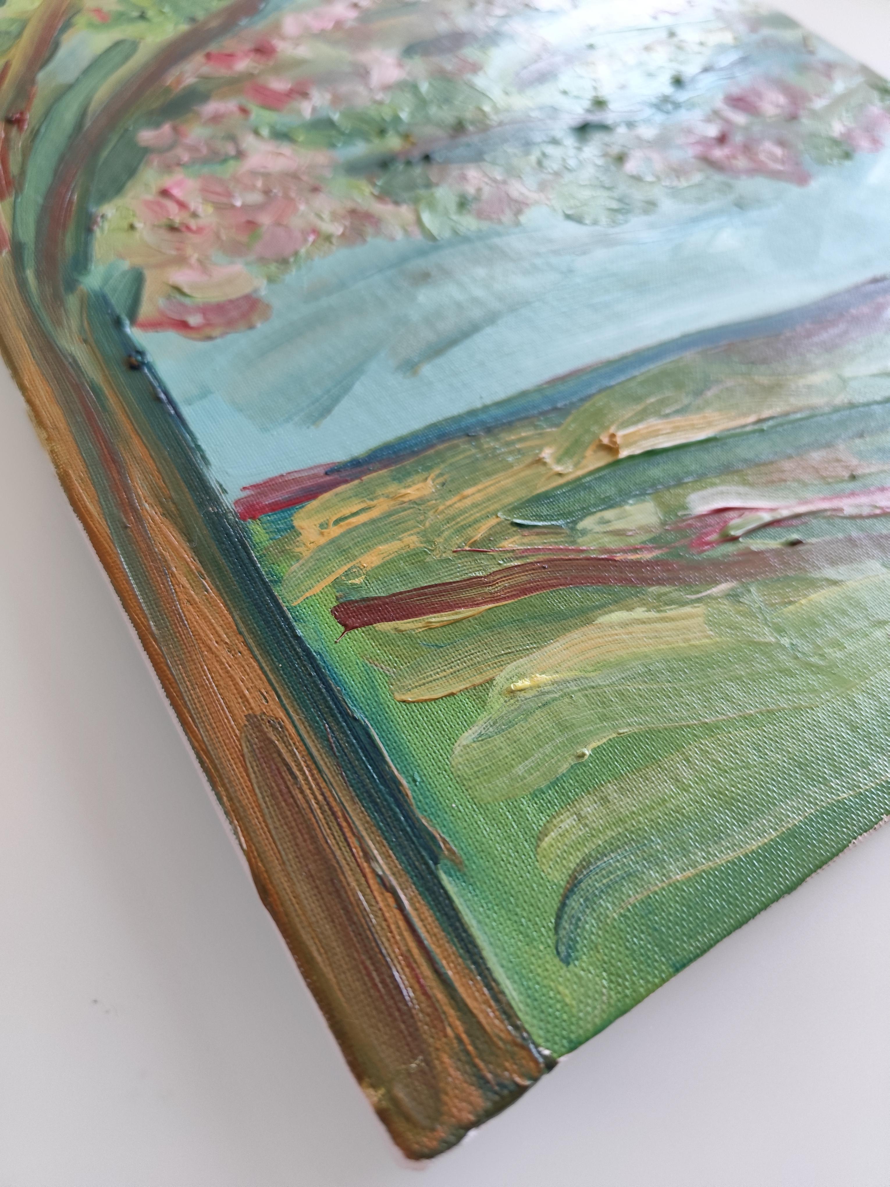 Pittura ad olio astratta impressionista su cartone 
