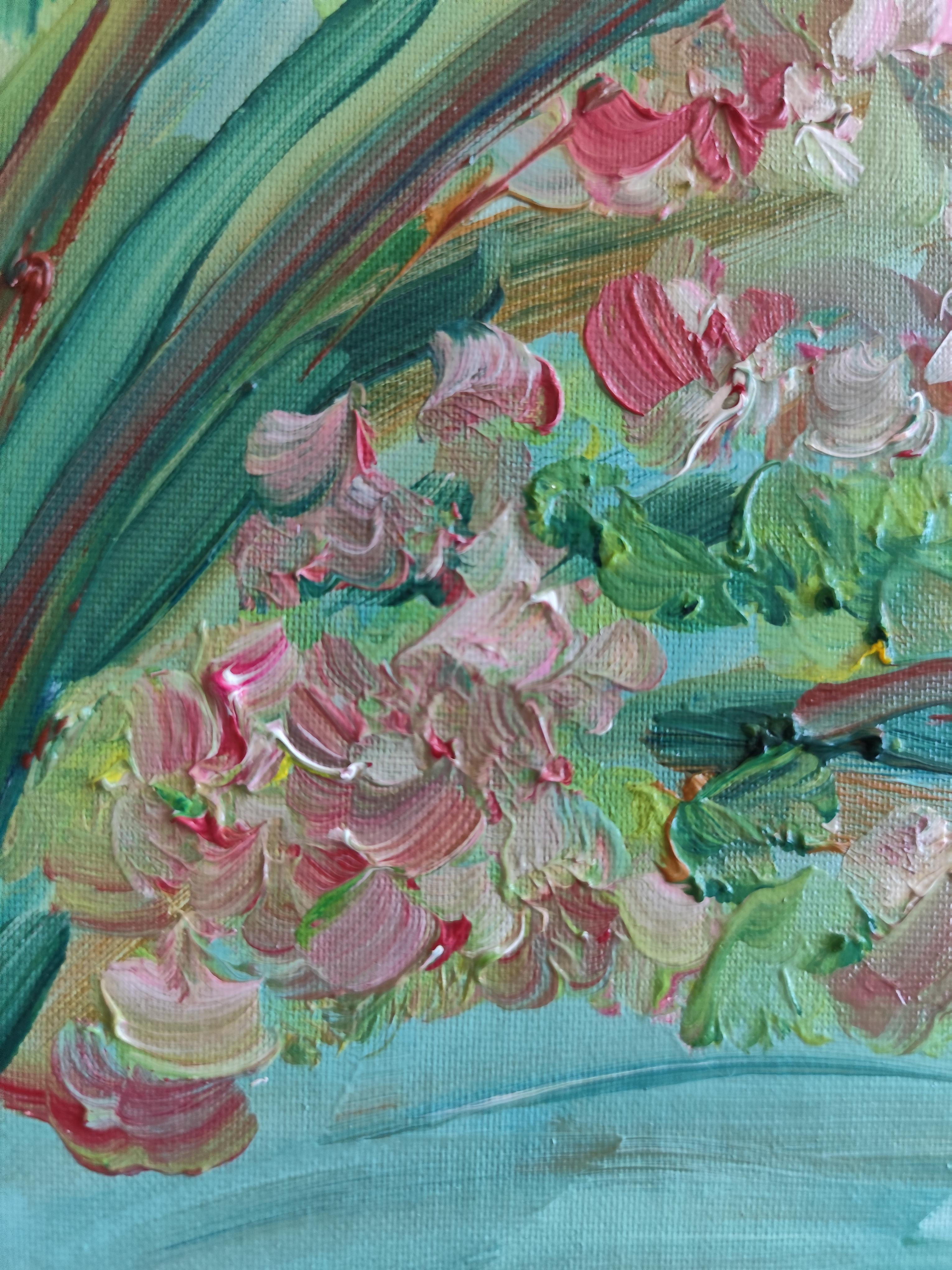 Pittura ad olio astratta impressionista su cartone 