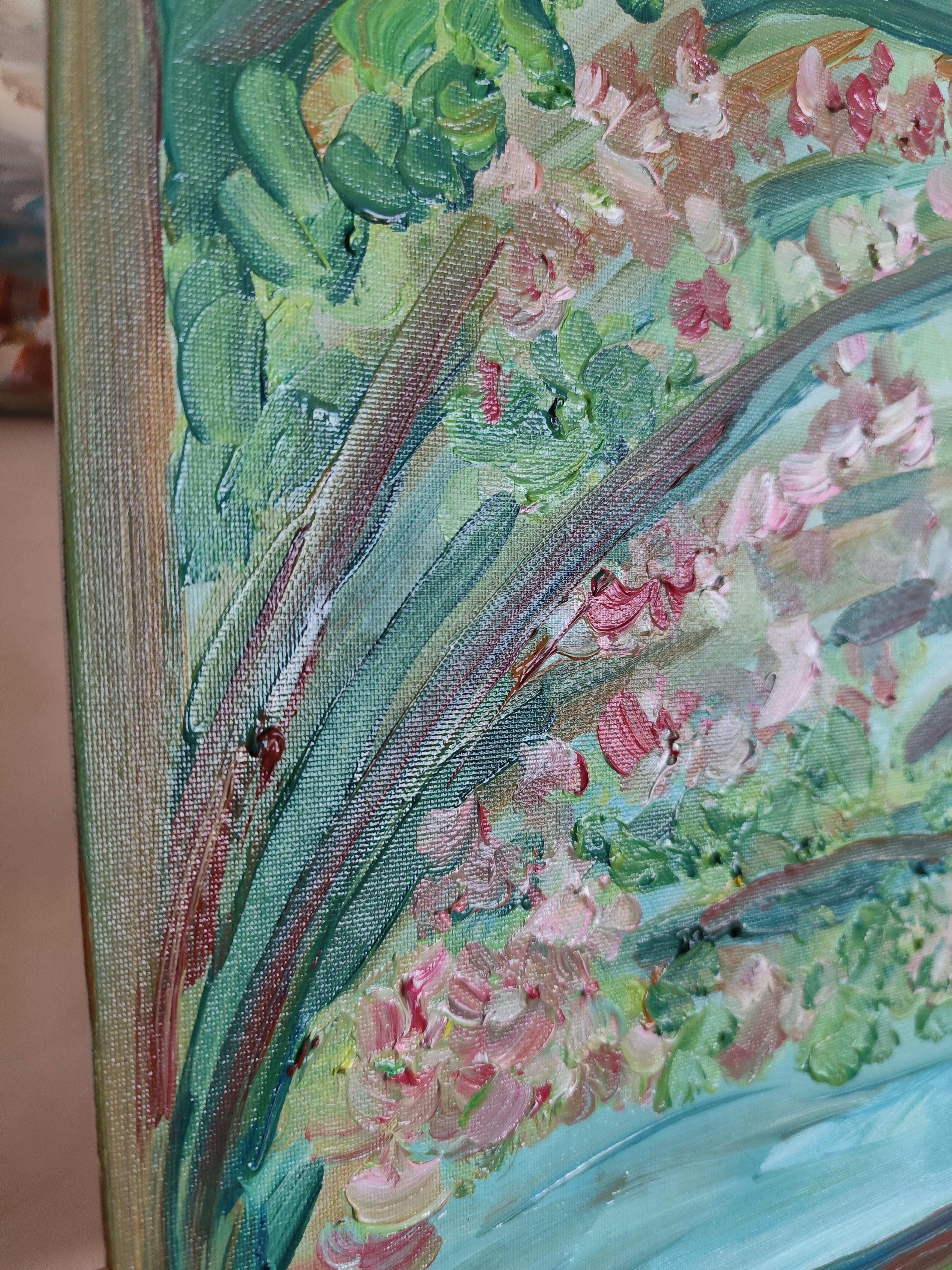 Pittura ad olio astratta impressionista su cartone 