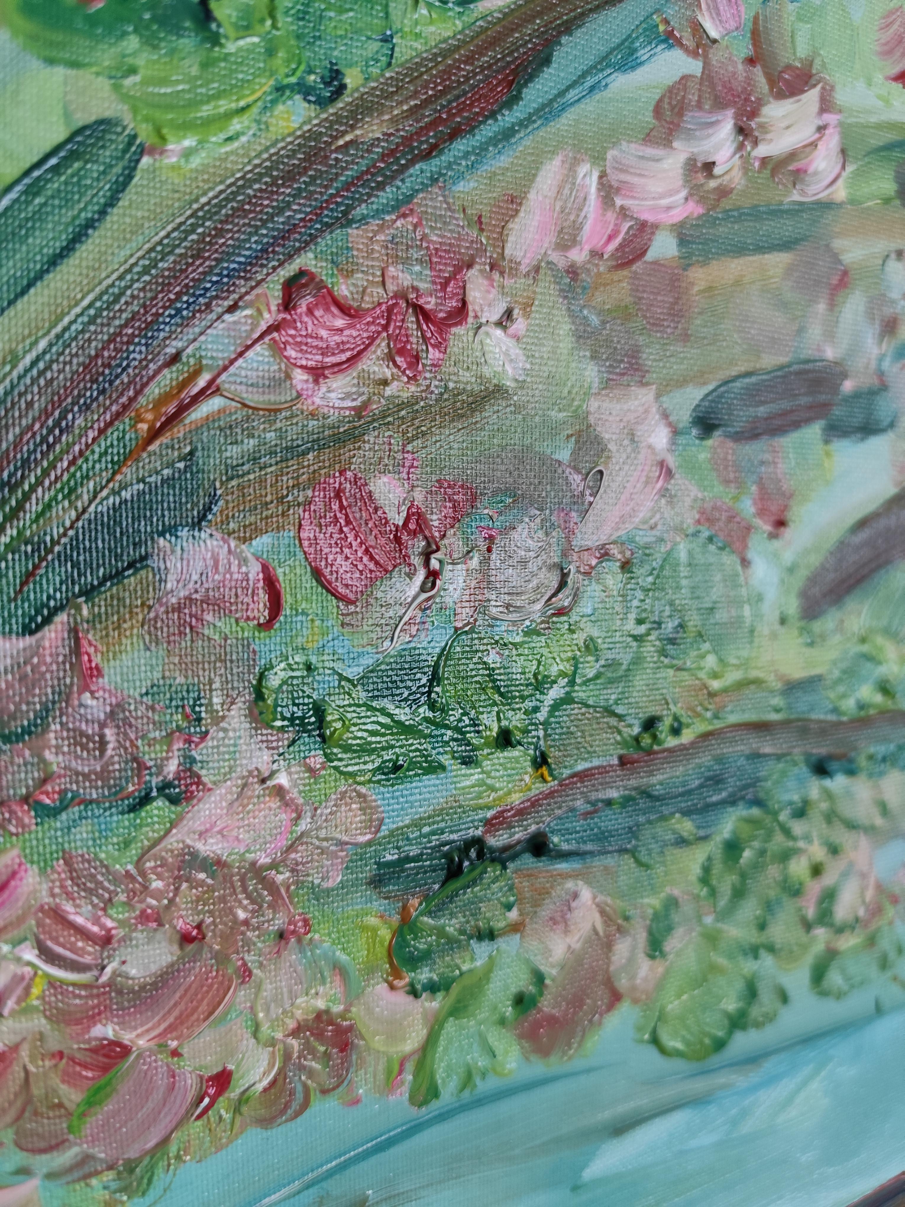 Pittura ad olio astratta impressionista su cartone 