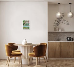 Abstract Impressionist oil painting on cardboard "Blossoms of the almond tree"