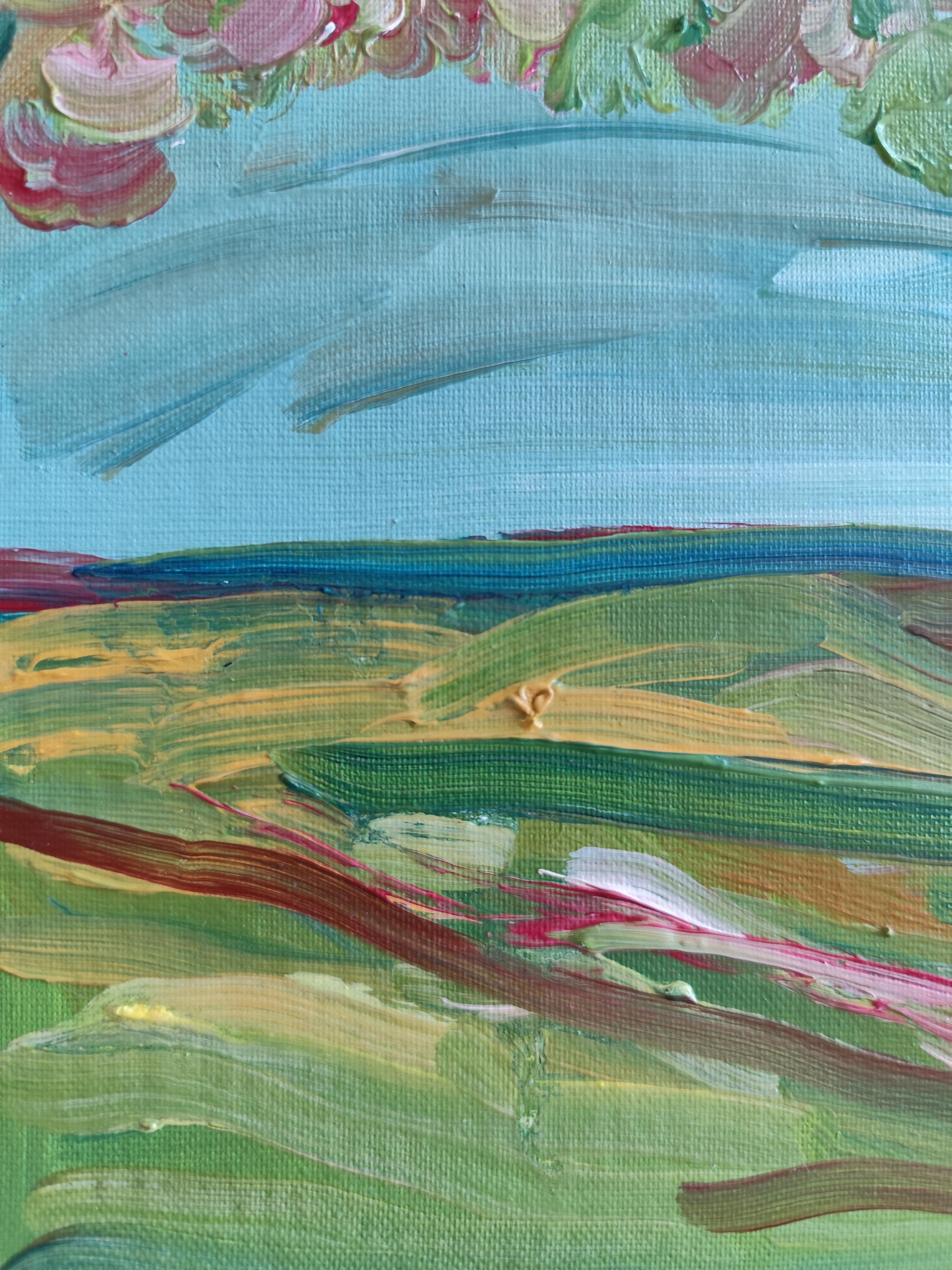 Pittura ad olio astratta impressionista su cartone 