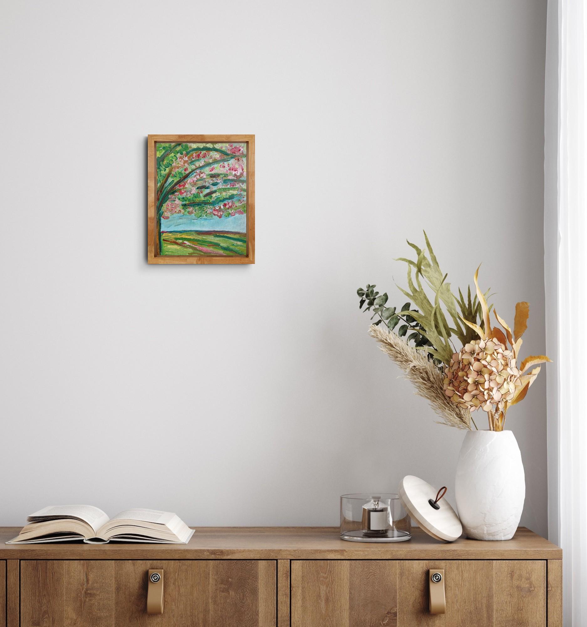 Pittura ad olio astratta impressionista su cartone 