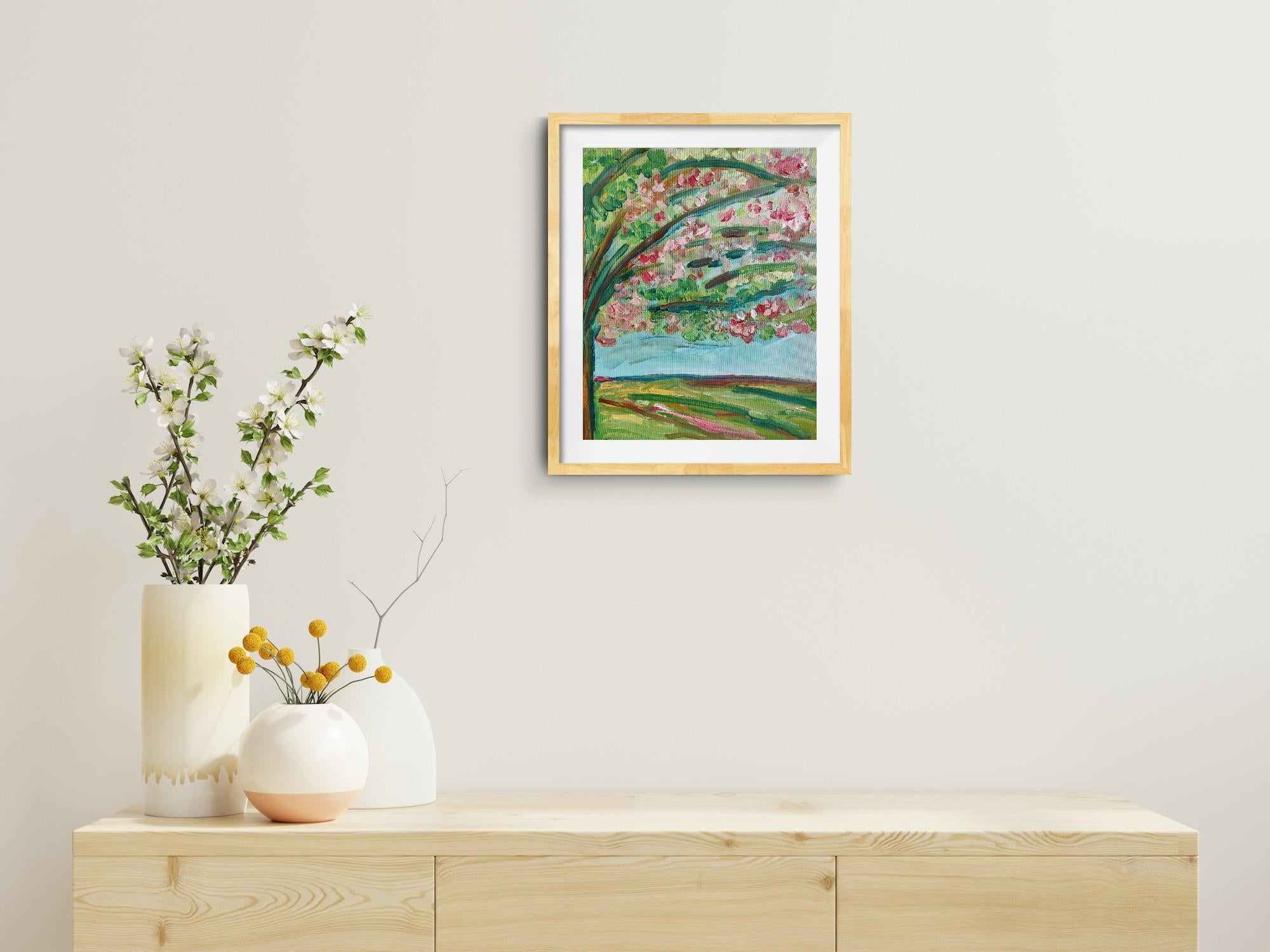 Pittura ad olio astratta impressionista su cartone 