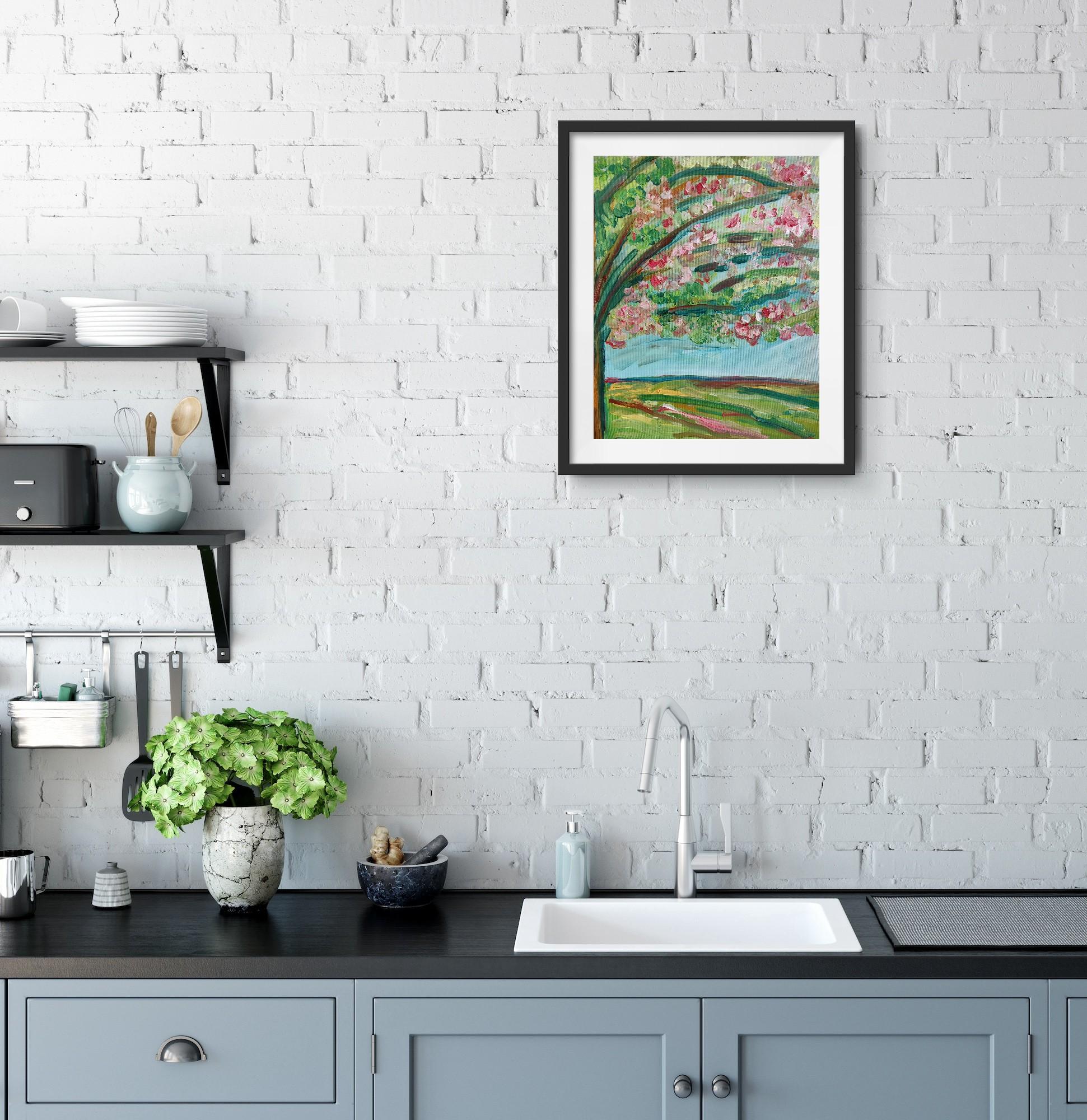 Pittura ad olio astratta impressionista su cartone 