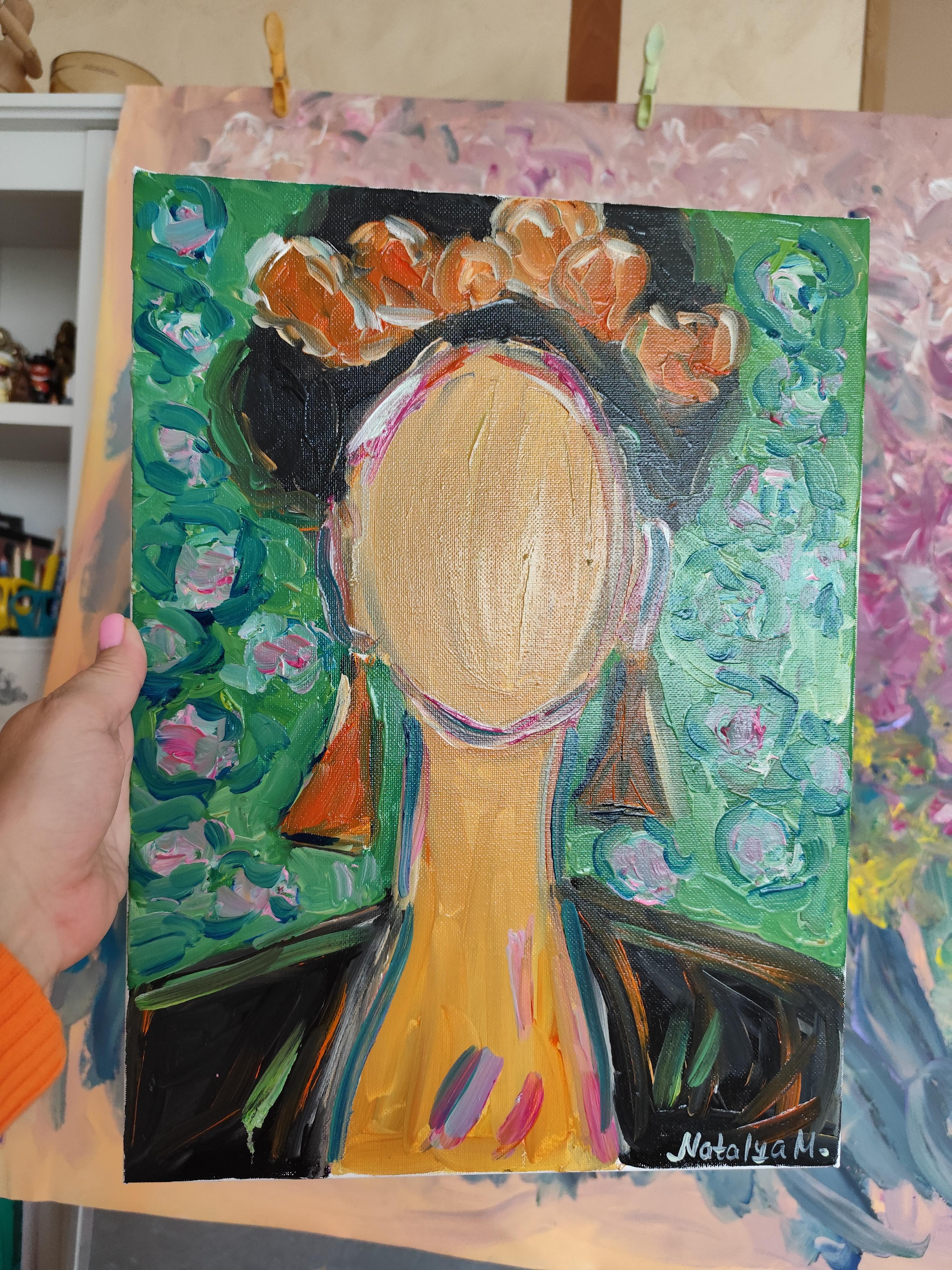 Abstract impressionist portrait of Frida Kahlo 