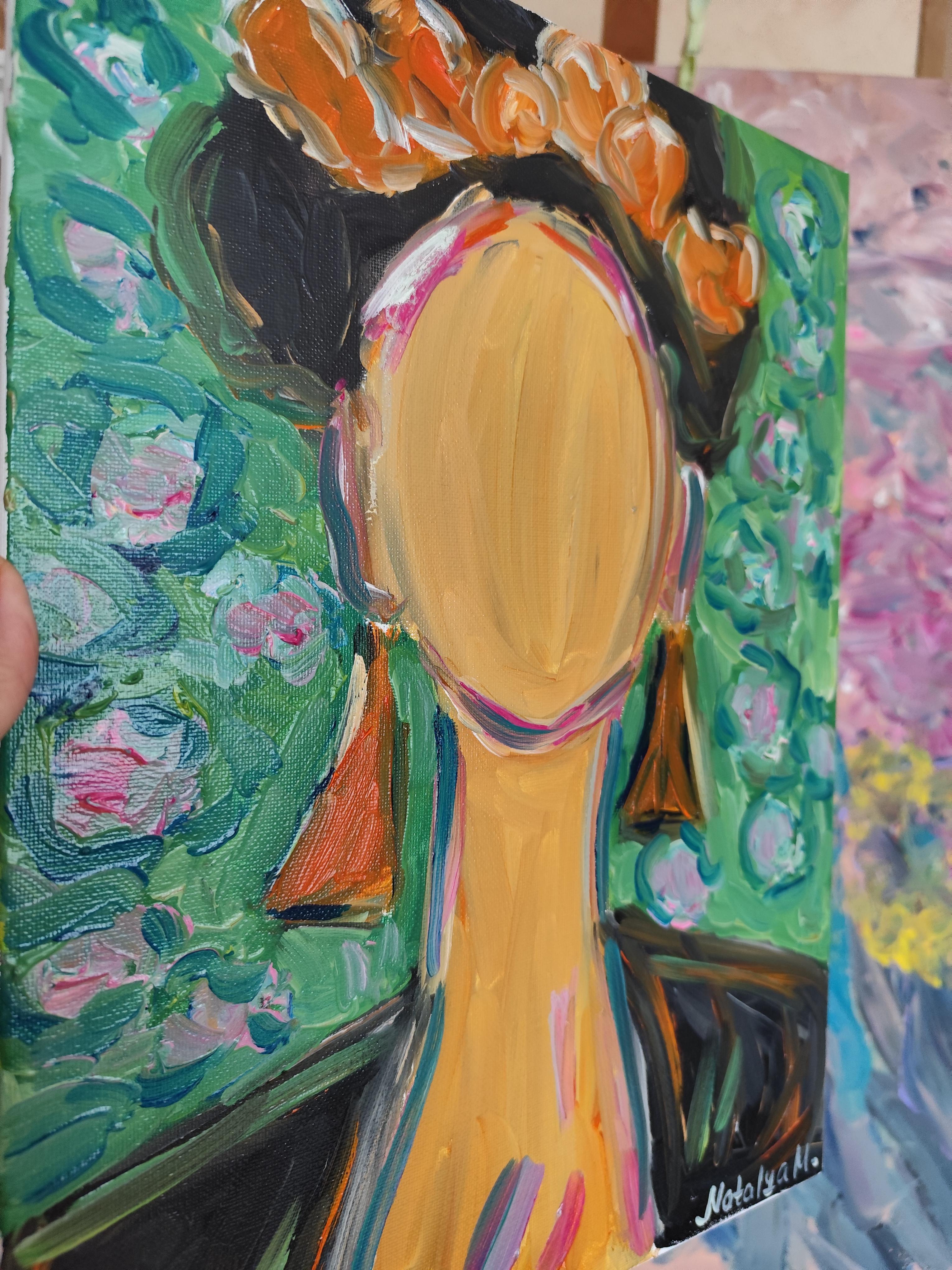 Abstract impressionist portrait of Frida Kahlo 