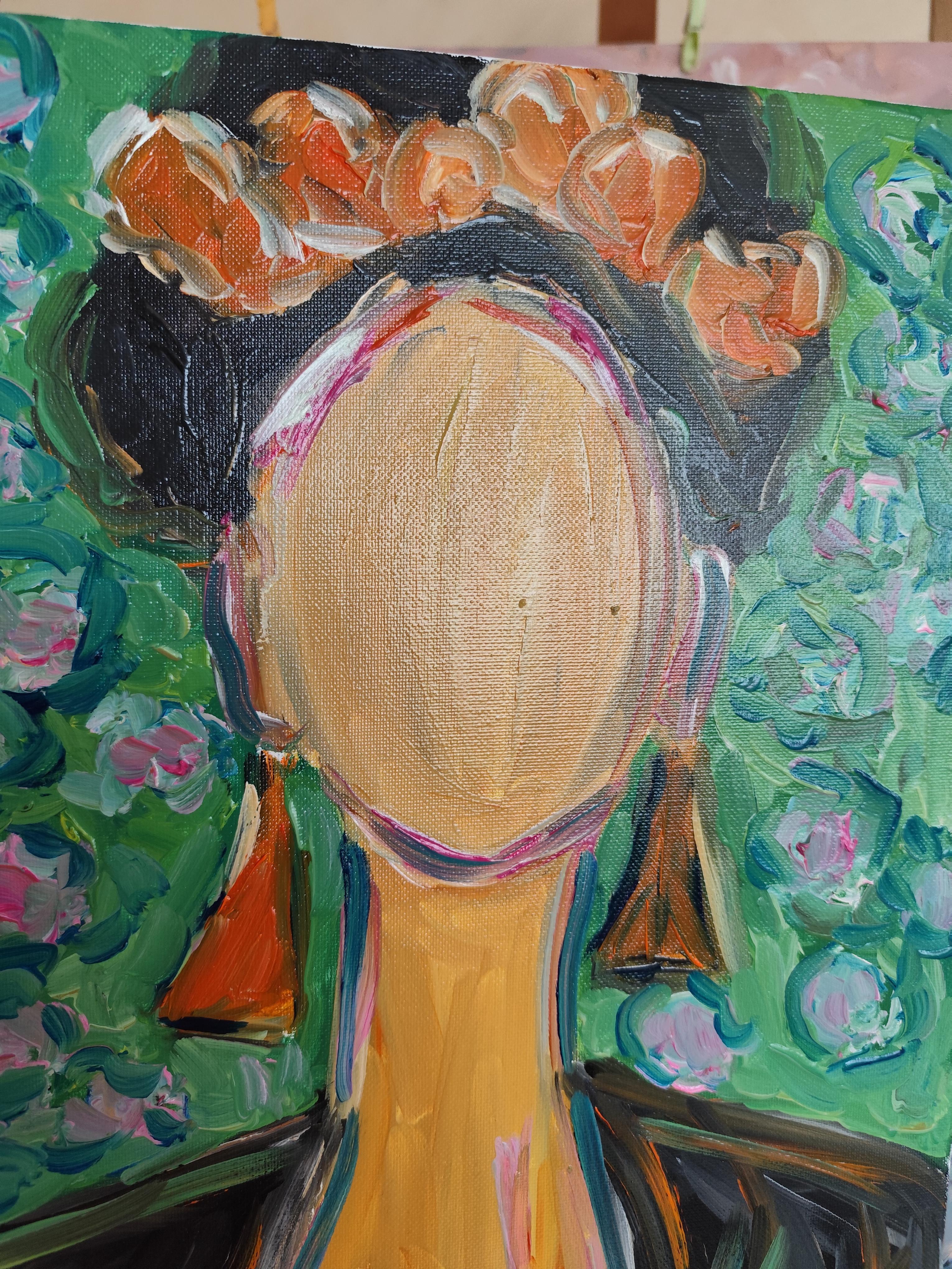 Abstract impressionist portrait of Frida Kahlo 
