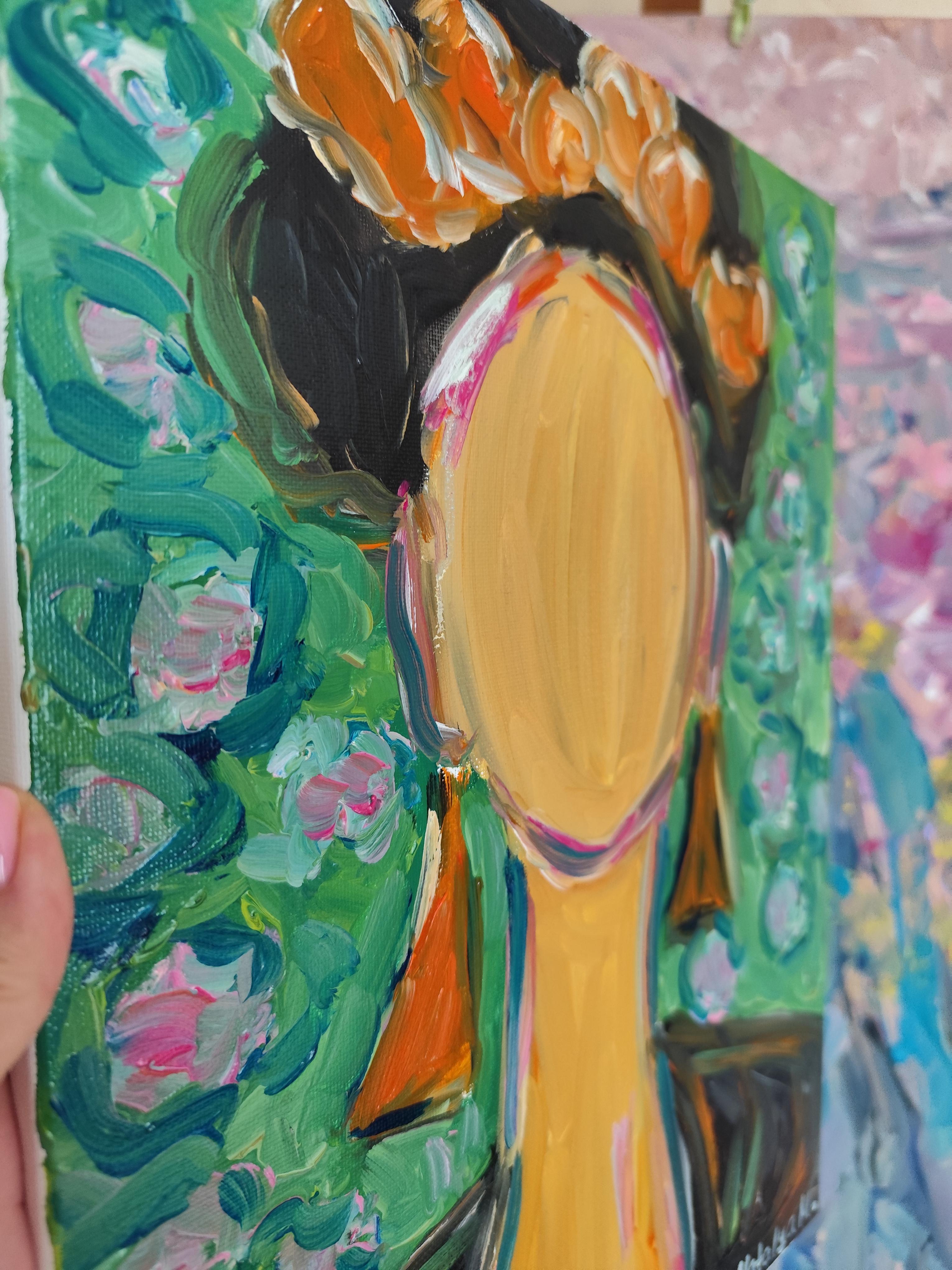 Abstract impressionist portrait of Frida Kahlo 