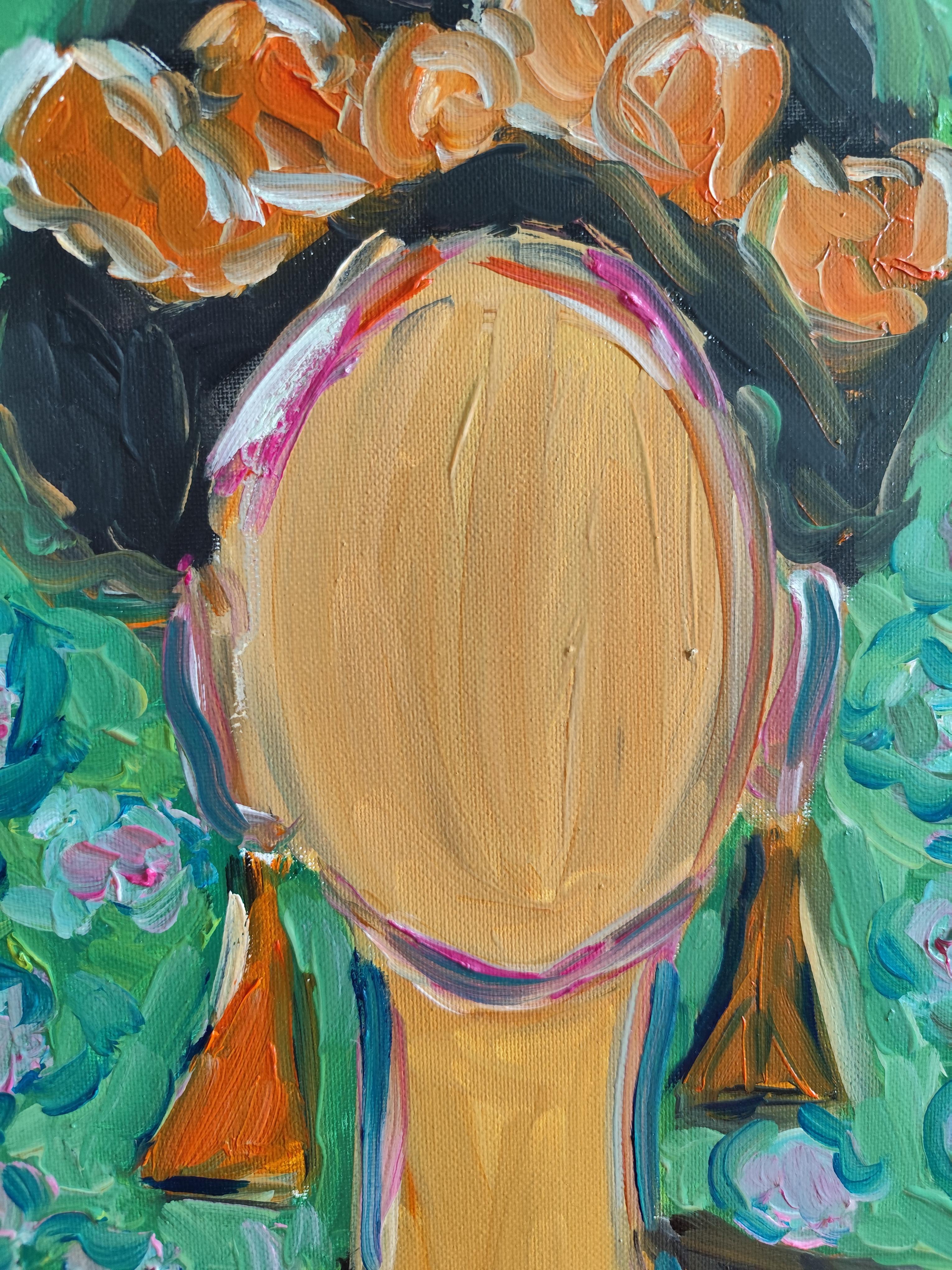 Abstract impressionist portrait of Frida Kahlo 