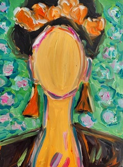 Retrato abstracto impresionista de Frida Kahlo "Soñando con Frida" sobre lienzo