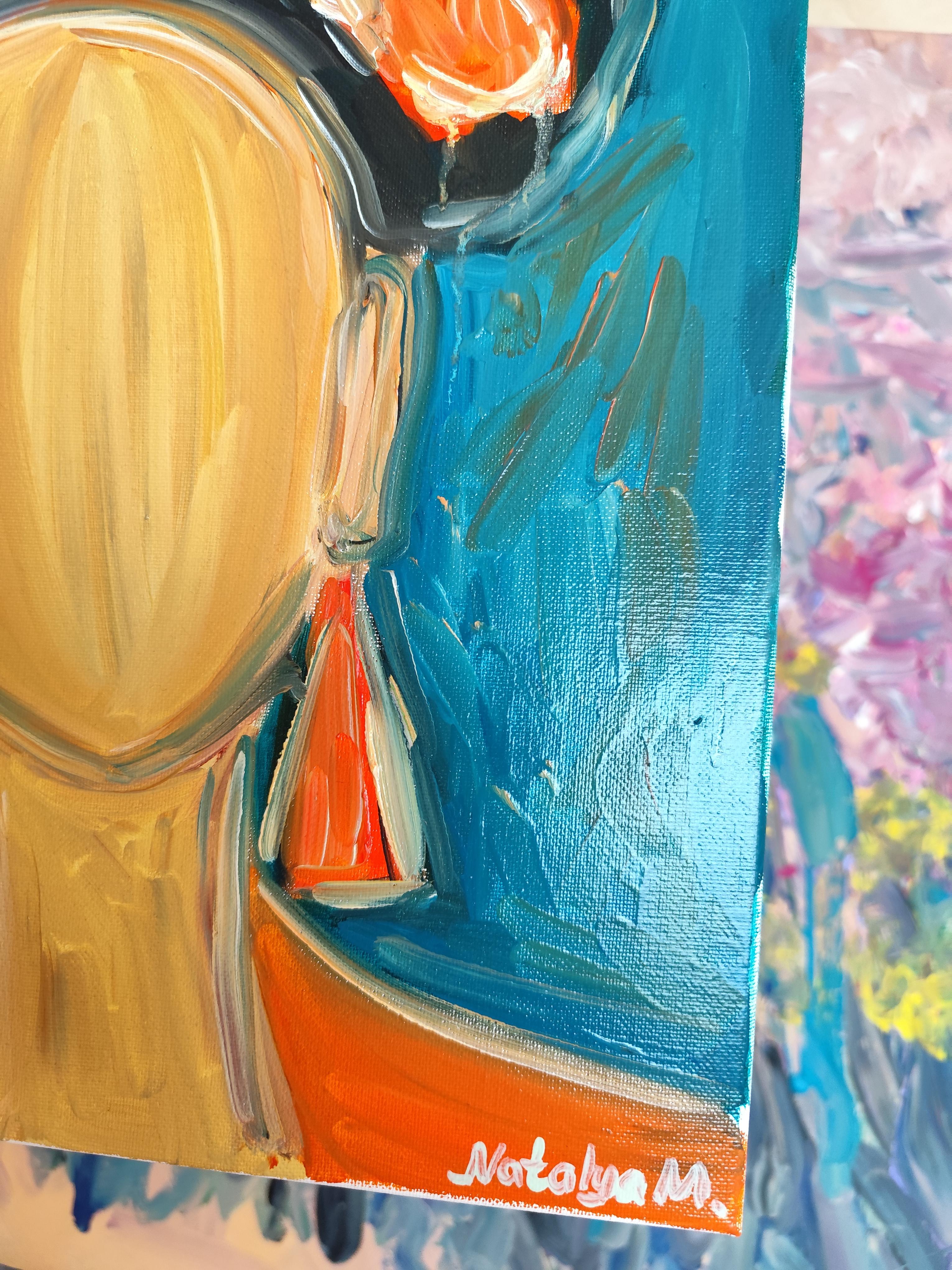 Abstract impressionist portrait of Frida Kahlo 
