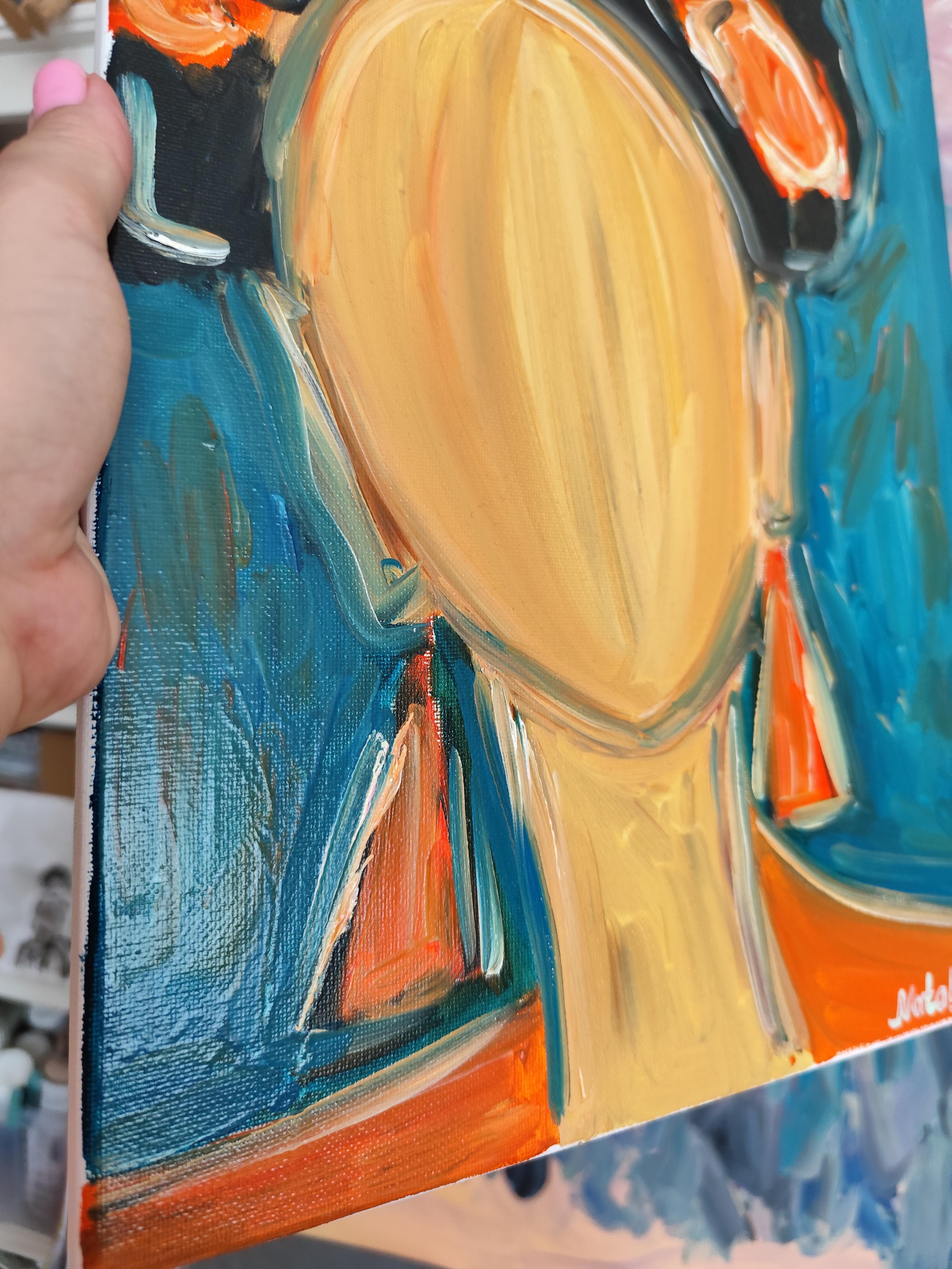 Abstract impressionist portrait of Frida Kahlo 