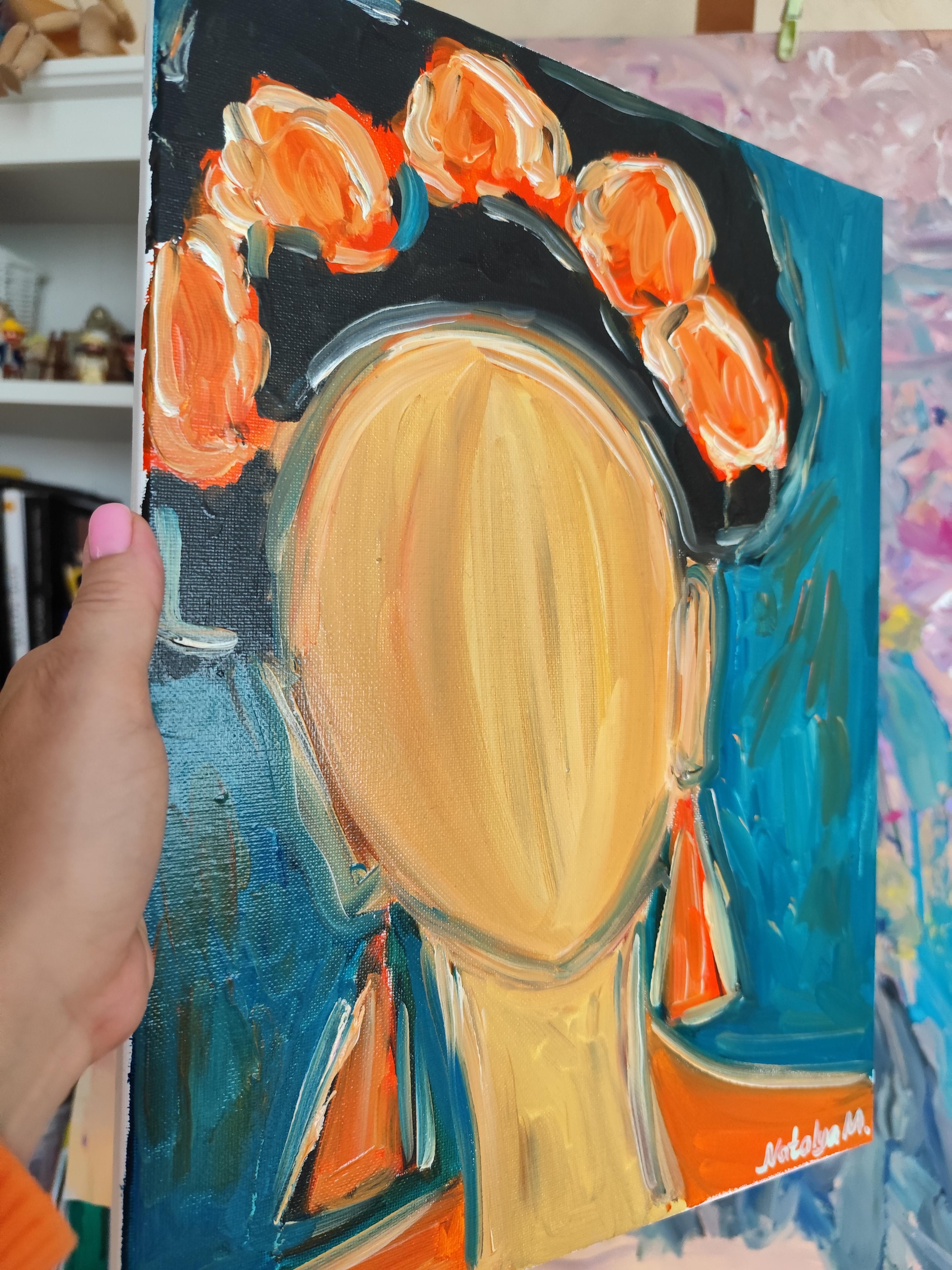 Abstract impressionist portrait of Frida Kahlo 