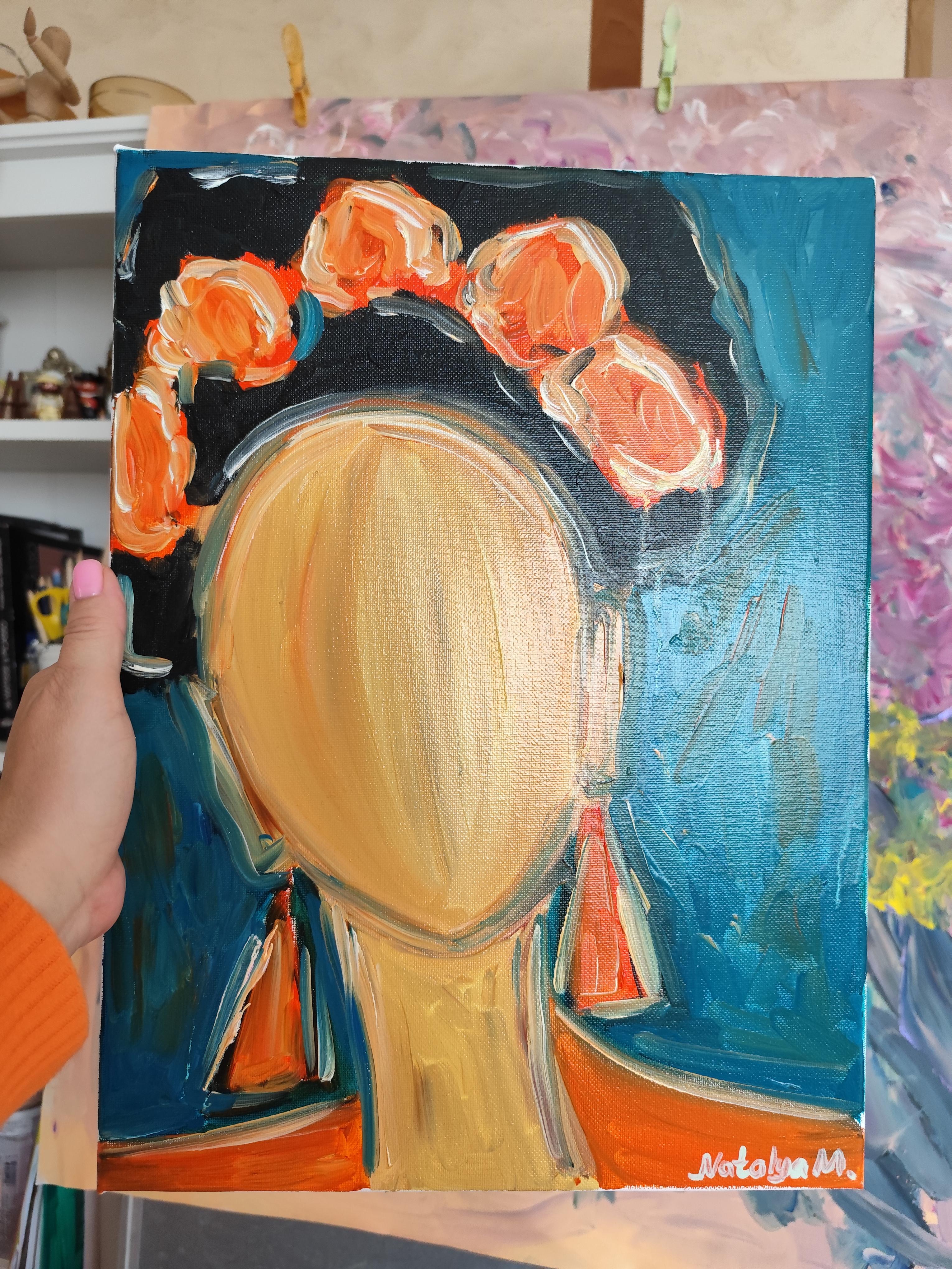 Abstract impressionist portrait of Frida Kahlo 