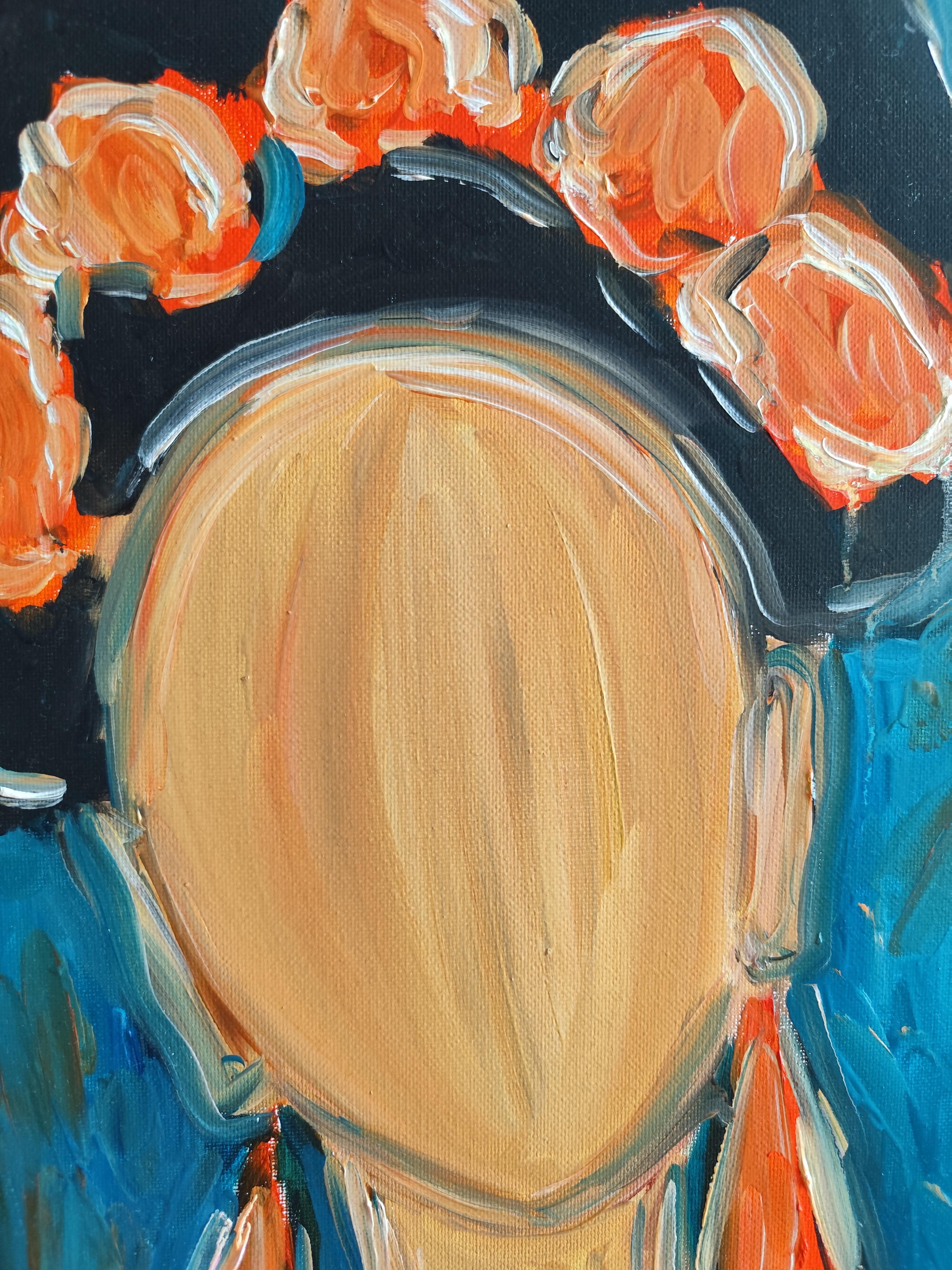 Abstract impressionist portrait of Frida Kahlo 