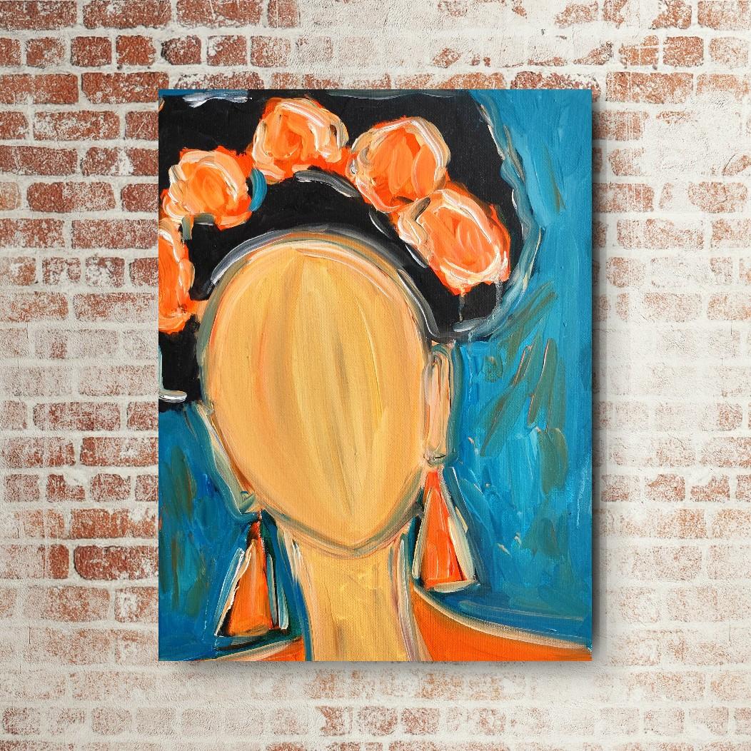 Abstract impressionist portrait of Frida Kahlo 