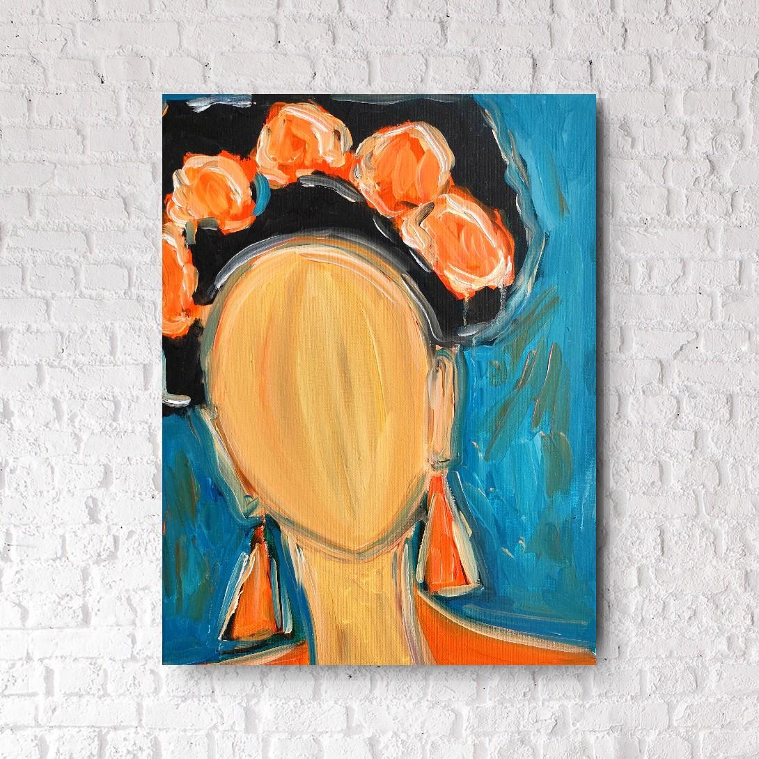 Abstract impressionist portrait of Frida Kahlo 