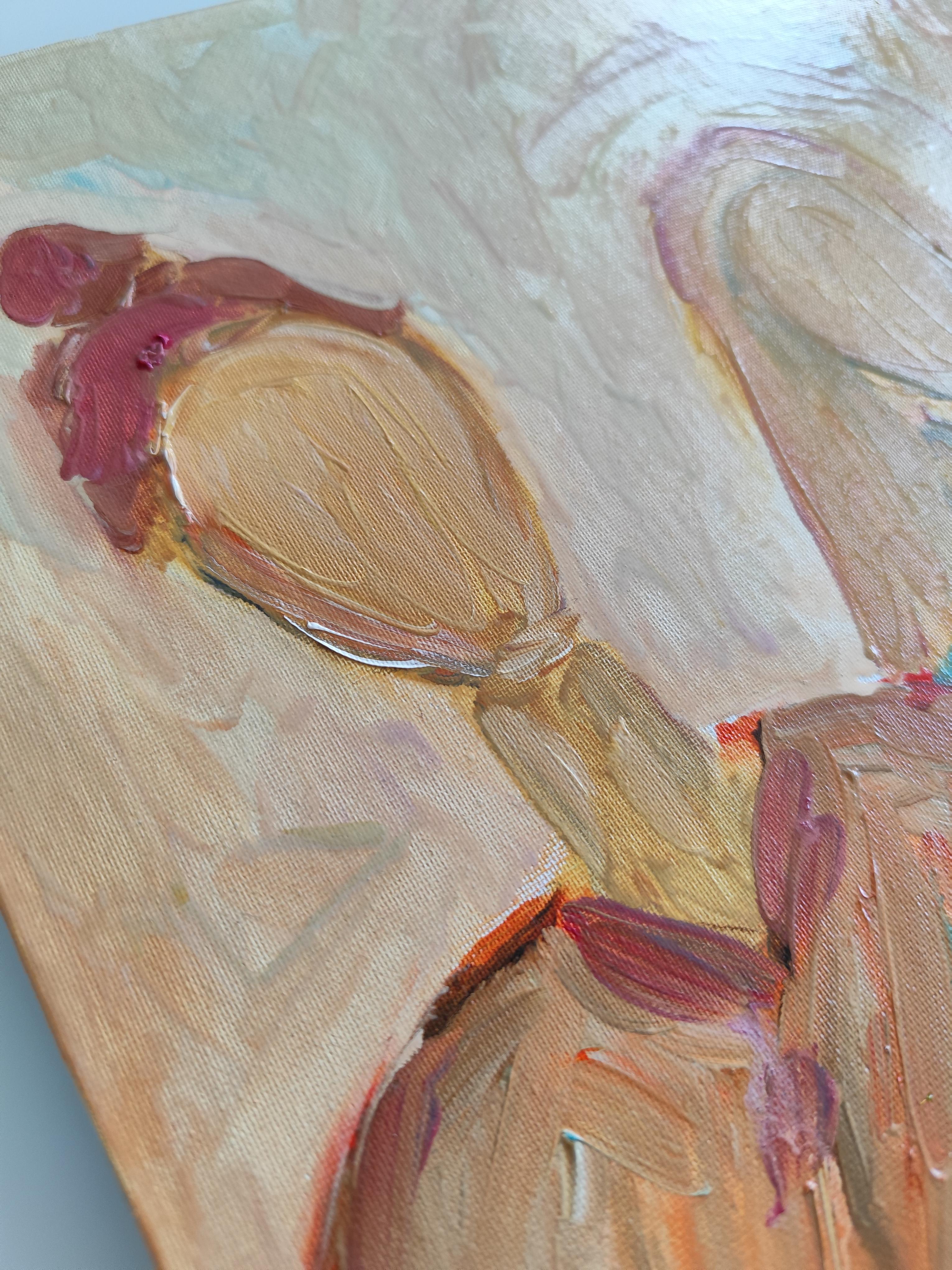 Retrato abstracto impresionista de mujer óleo sobre cartón 