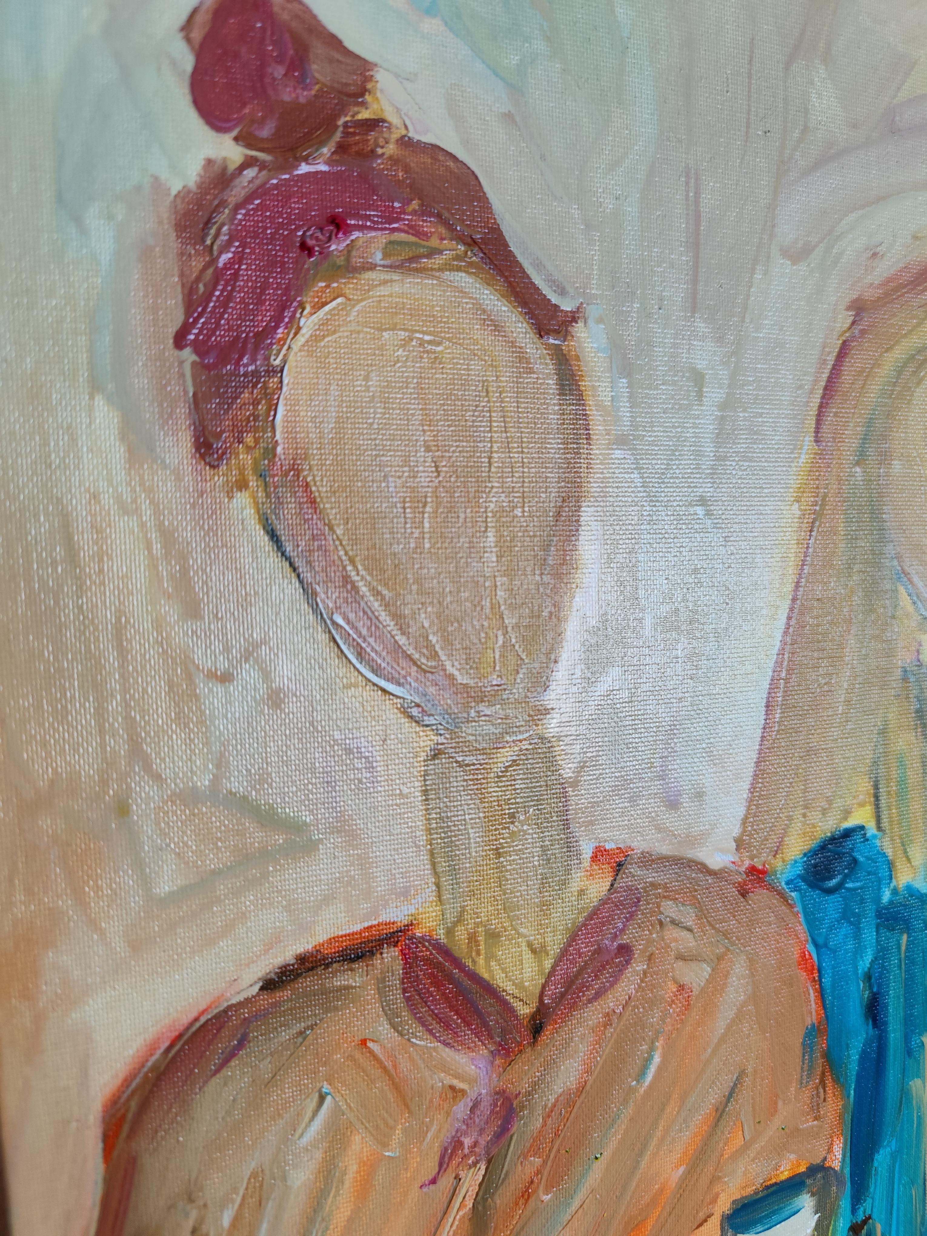 Retrato abstracto impresionista de mujer óleo sobre cartón 
