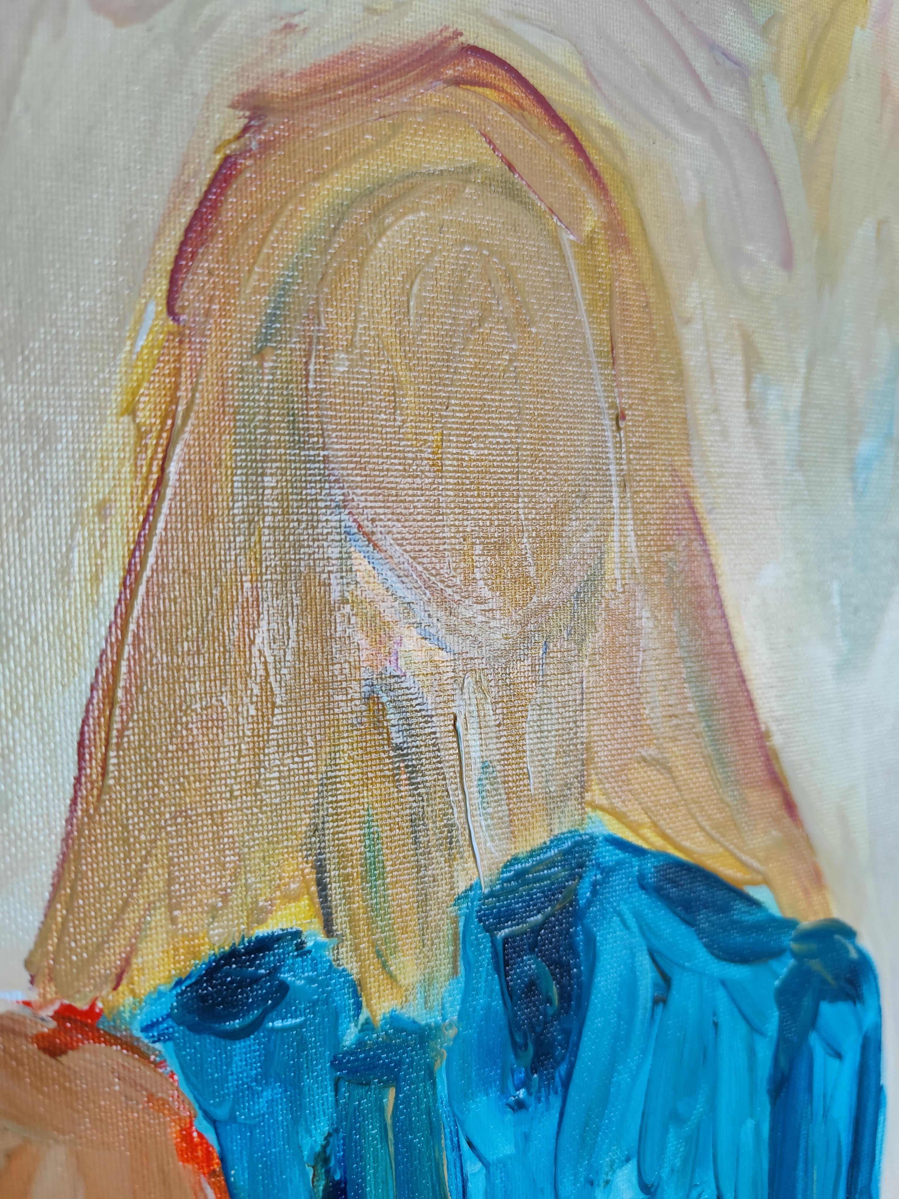 Retrato abstracto impresionista de mujer óleo sobre cartón 