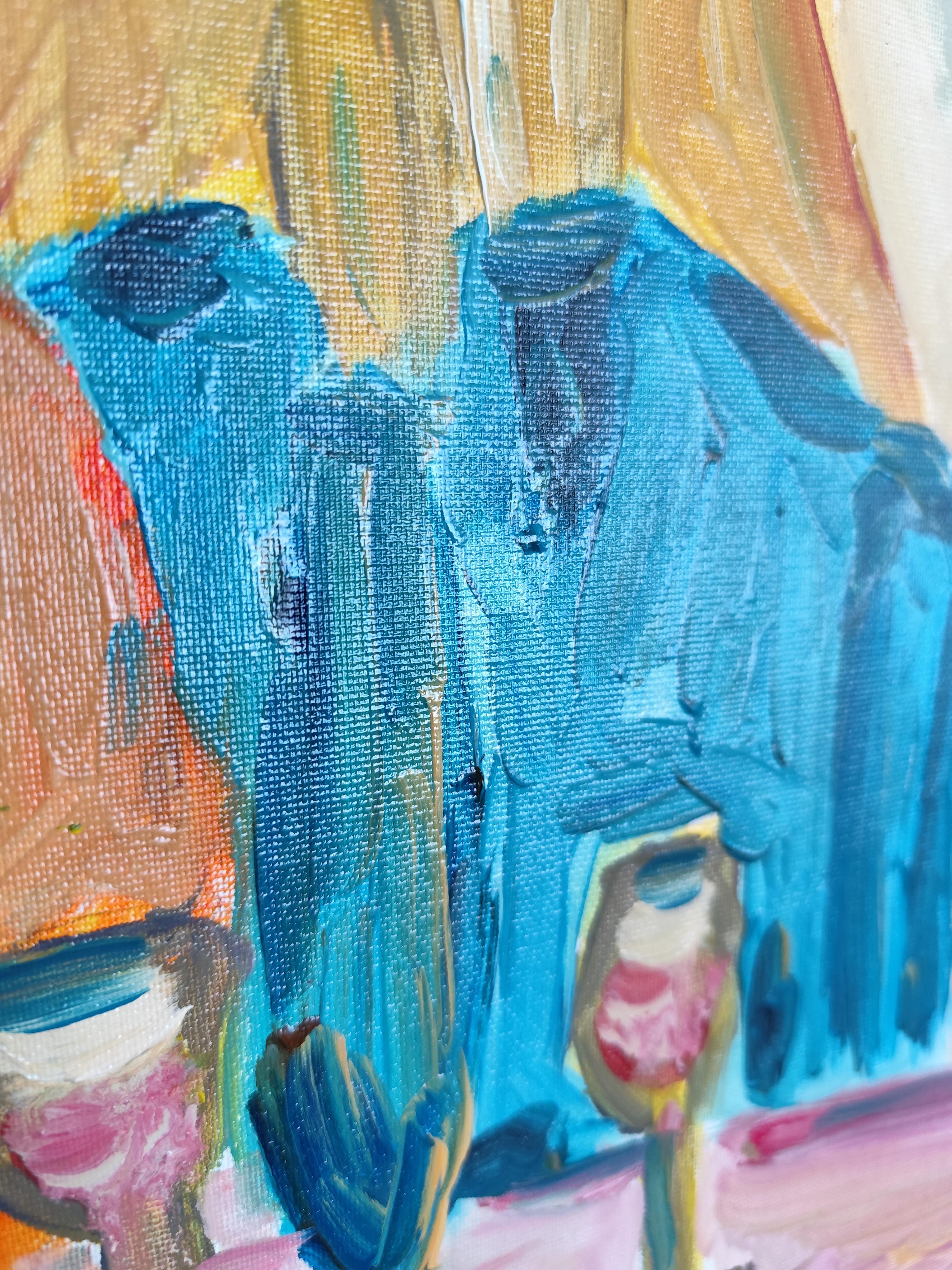 Retrato abstracto impresionista de mujer óleo sobre cartón 