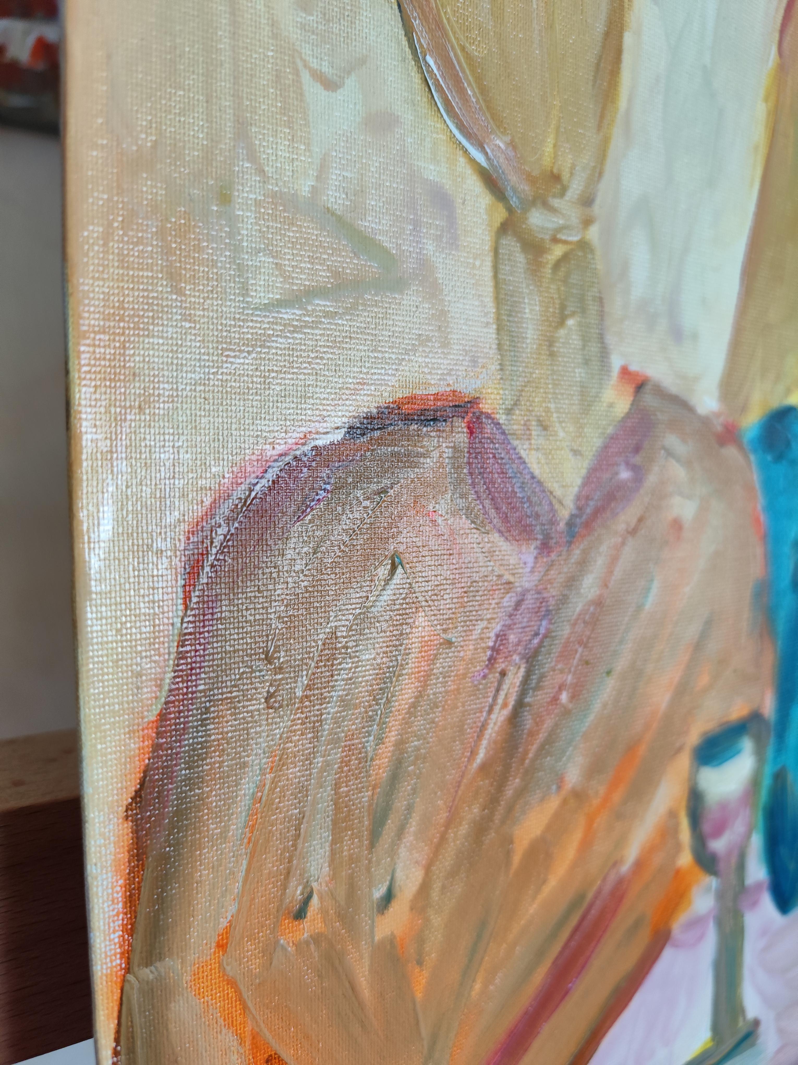 Retrato abstracto impresionista de mujer óleo sobre cartón 