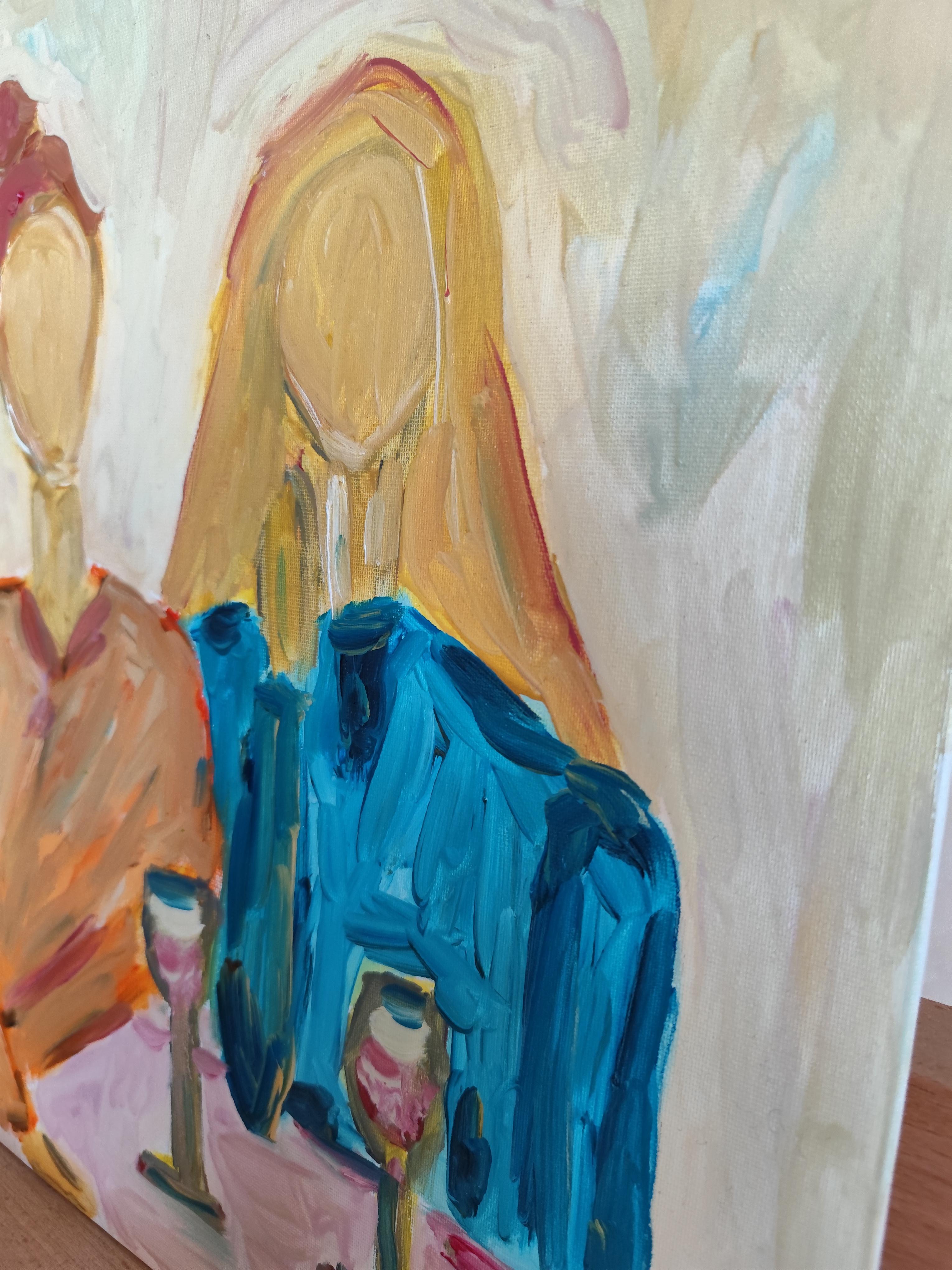 Retrato abstracto impresionista de mujer óleo sobre cartón 