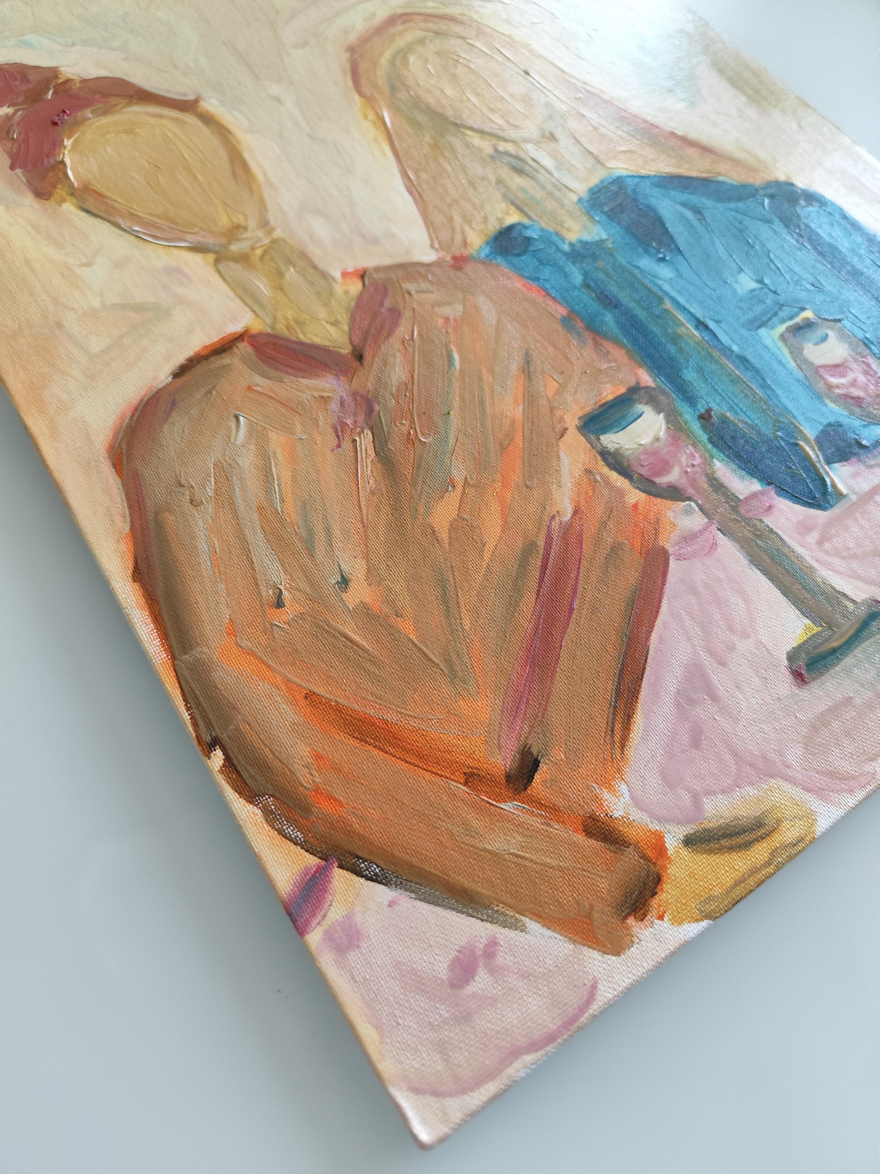 Retrato abstracto impresionista de mujer óleo sobre cartón 