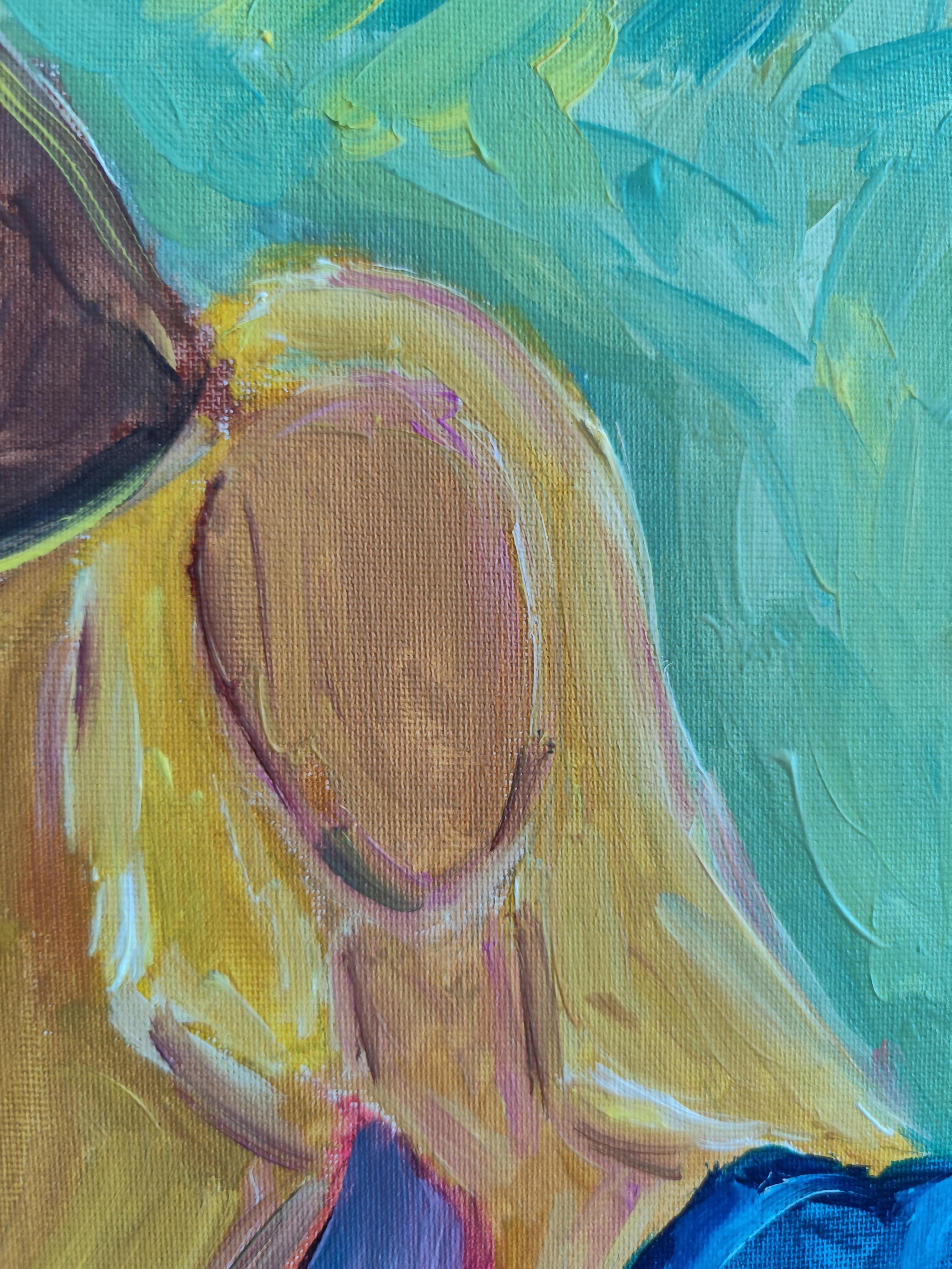 Retrato abstracto impresionista de mujer óleo sobre cartón 