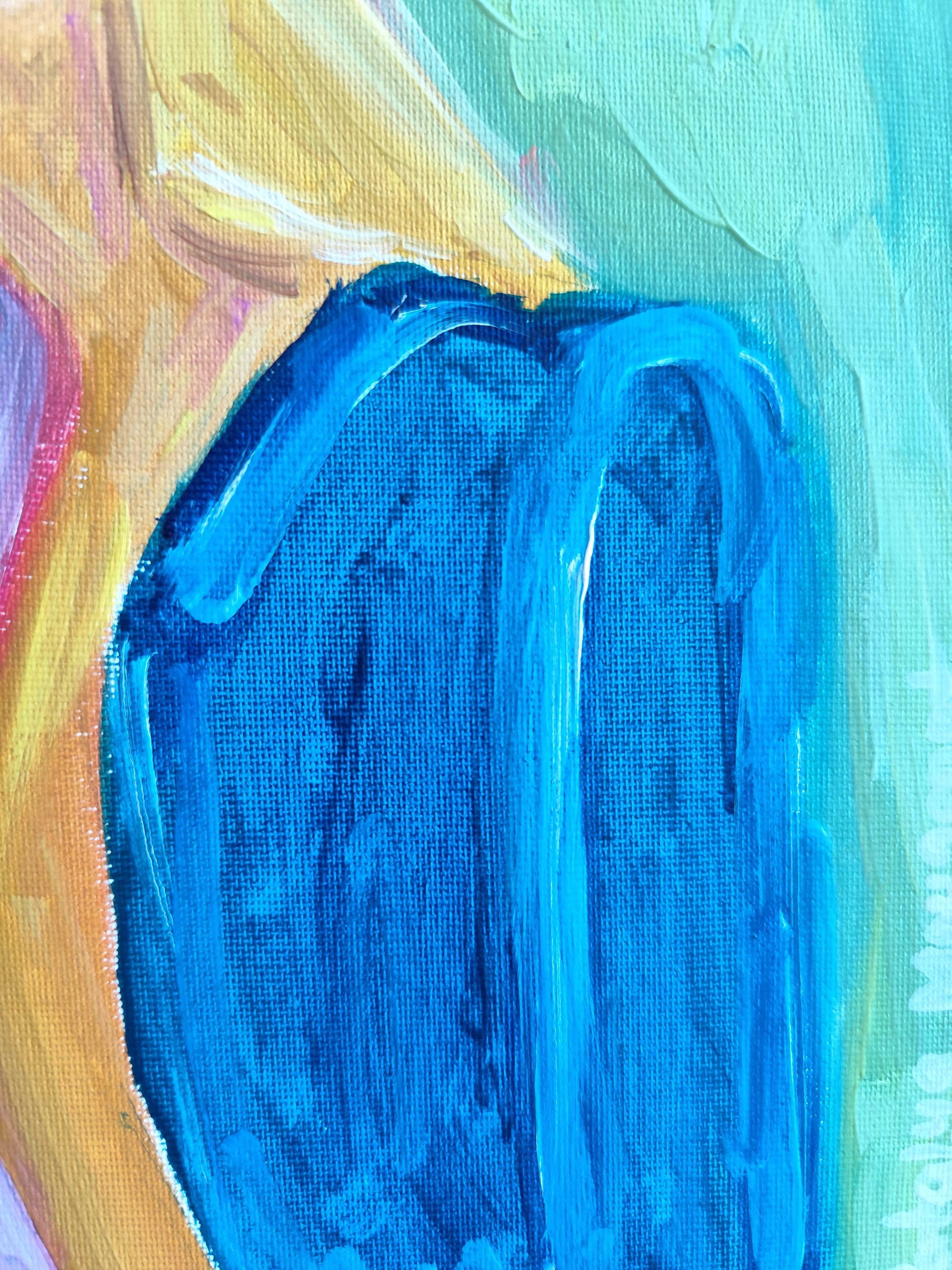 Retrato abstracto impresionista de mujer óleo sobre cartón 