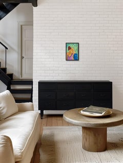 Abstract Impressionist portrait of women oil on cardboard "Unspoken connection"