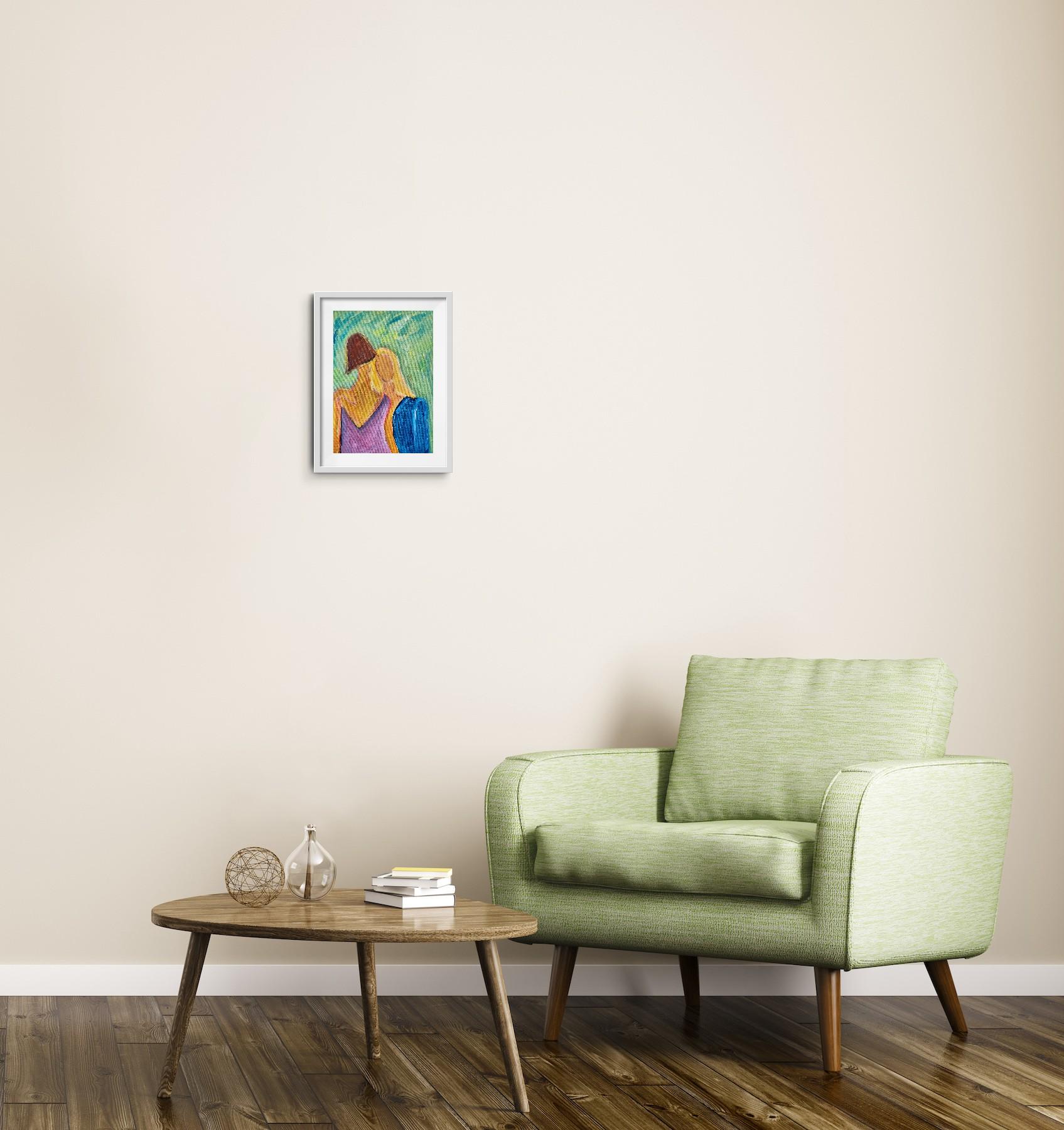 Retrato abstracto impresionista de mujer óleo sobre cartón 