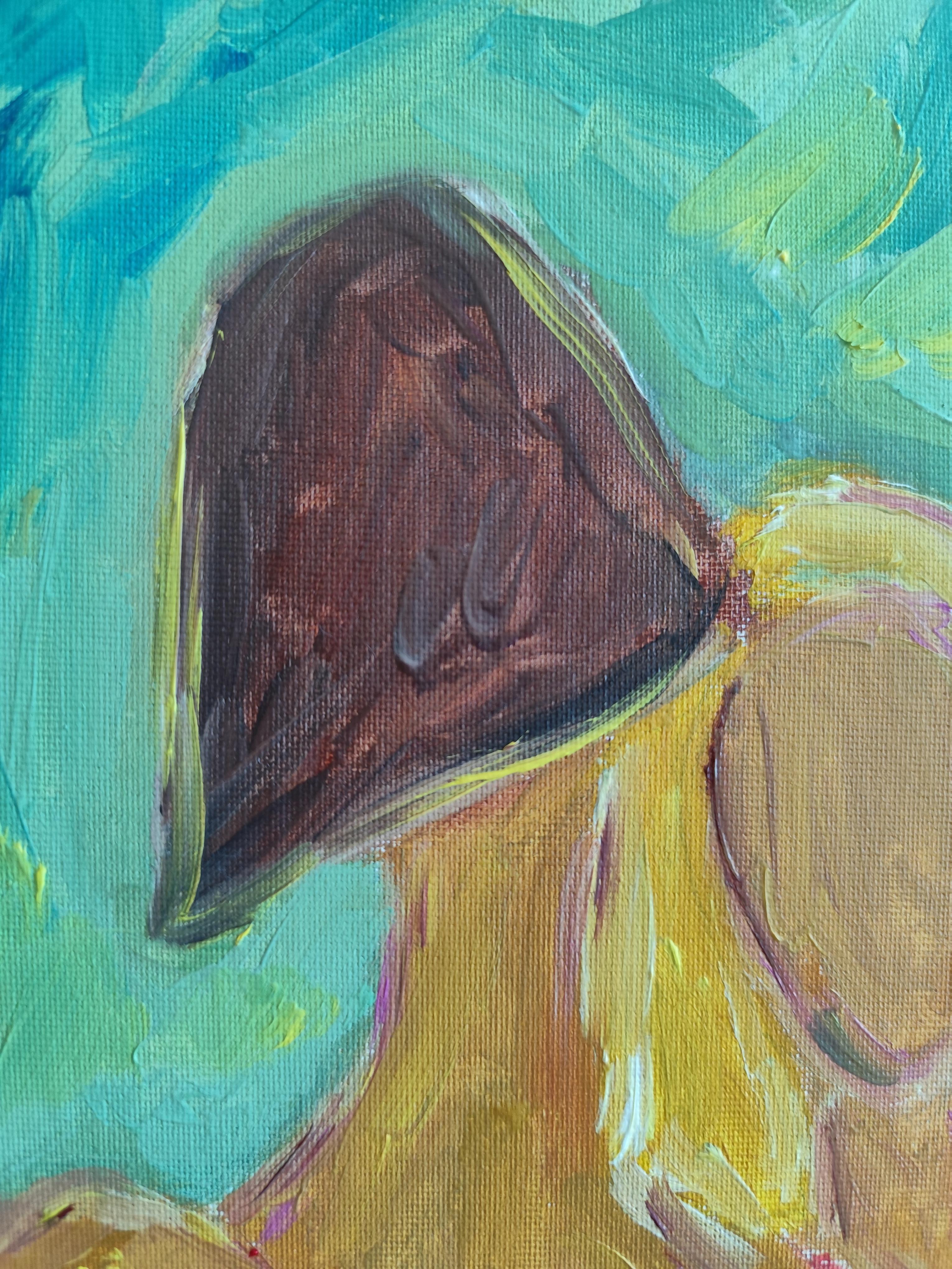 Retrato abstracto impresionista de mujer óleo sobre cartón 