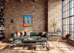 "Zwischen uns" Großformatiges, zeitgenössisches, figuratives, ausdrucksstarkes Porträt von zwei Männern