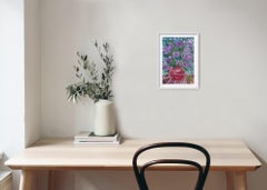 "Blooming purple irises" ( impressionist acrylic floral painting on paper)