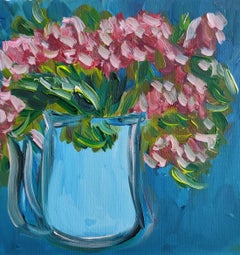 "Blush Blooms" Miniature Oil floral bouquet impressionist painting on canvas