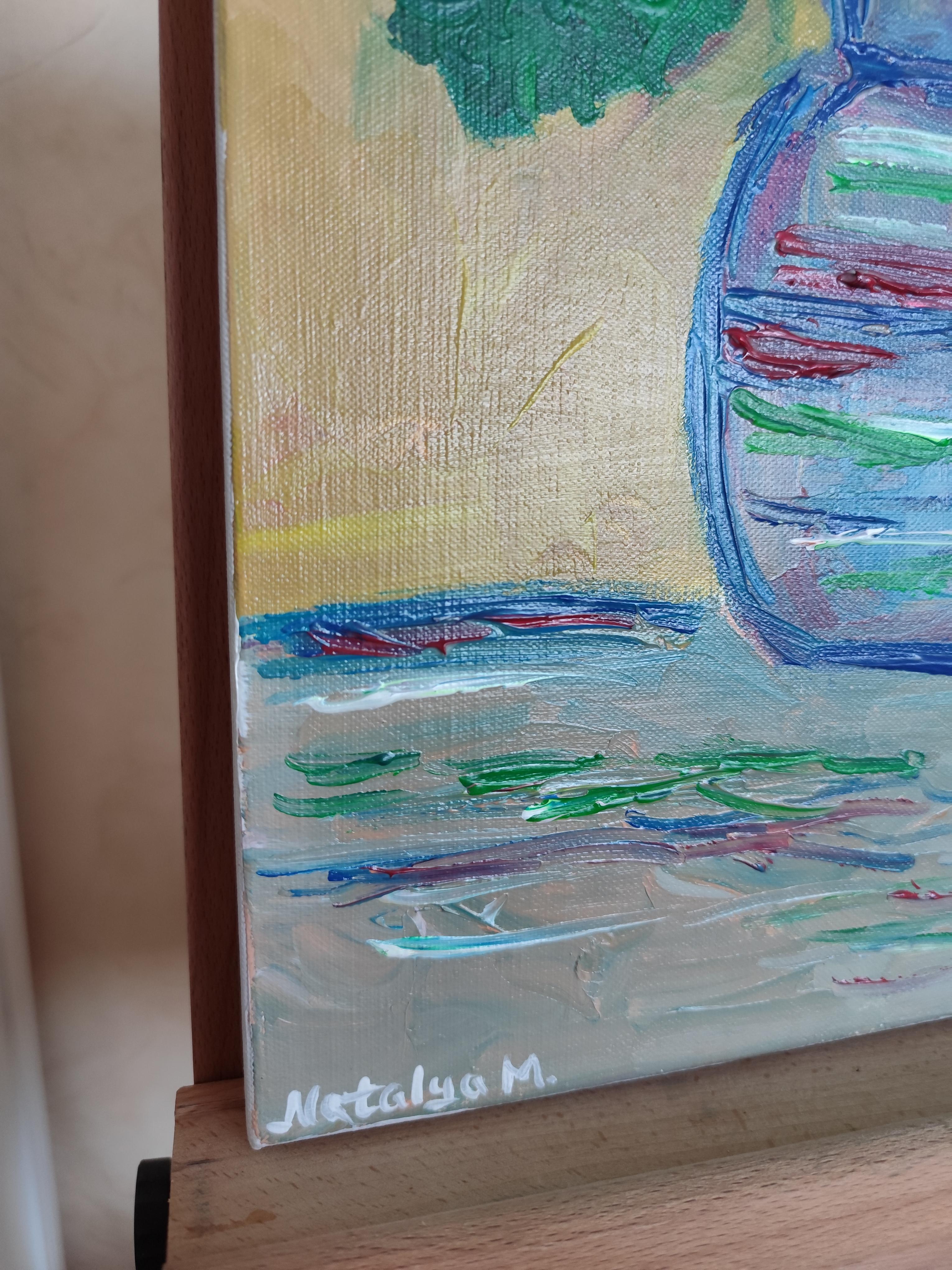 Impressionistisches Blumenstrauß-Acrylgemälde auf Leinwand „Bouquet of Roses“ im Angebot 8