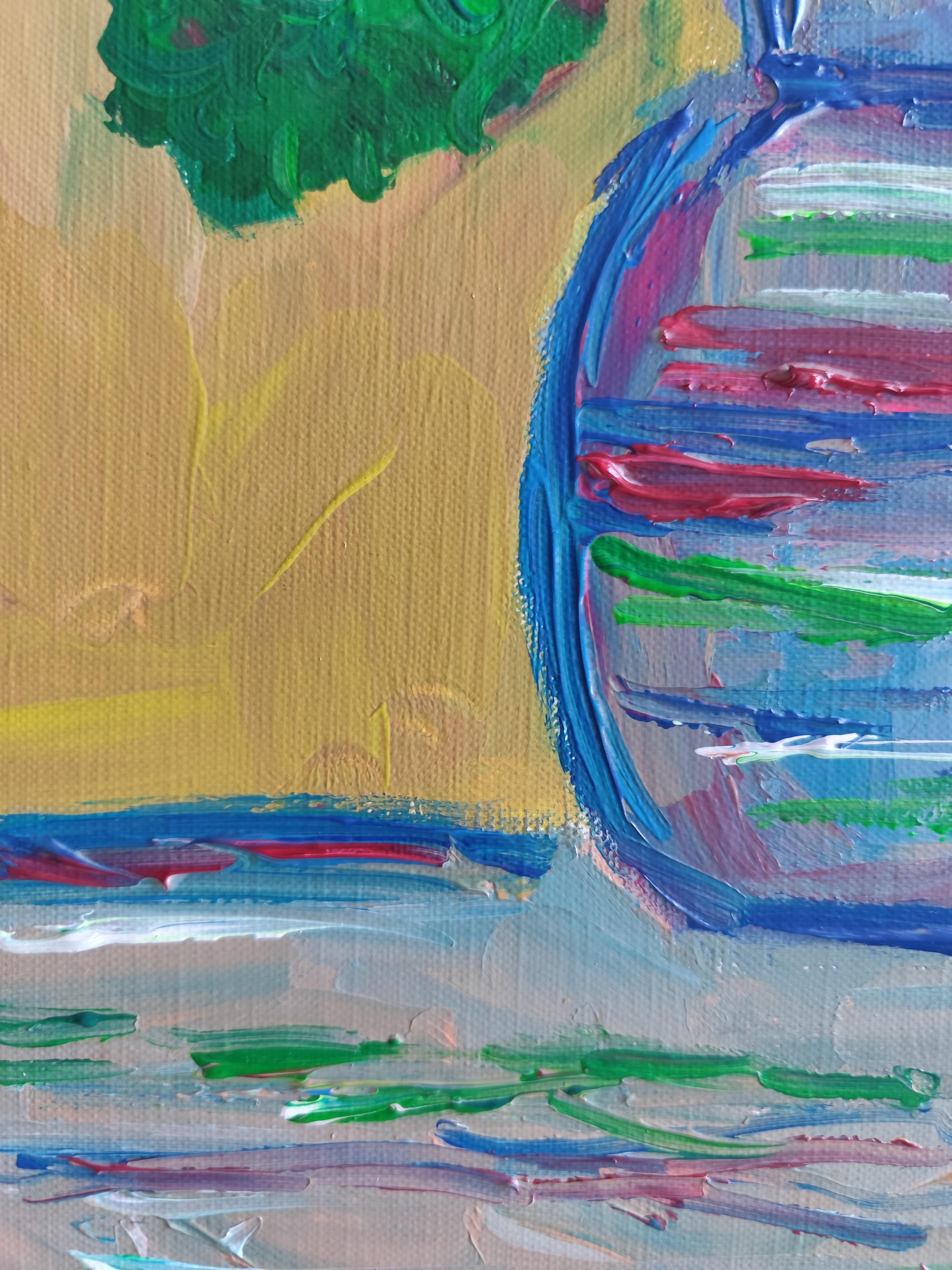Impressionistisches Blumenstrauß-Acrylgemälde auf Leinwand „Bouquet of Roses“ im Angebot 12
